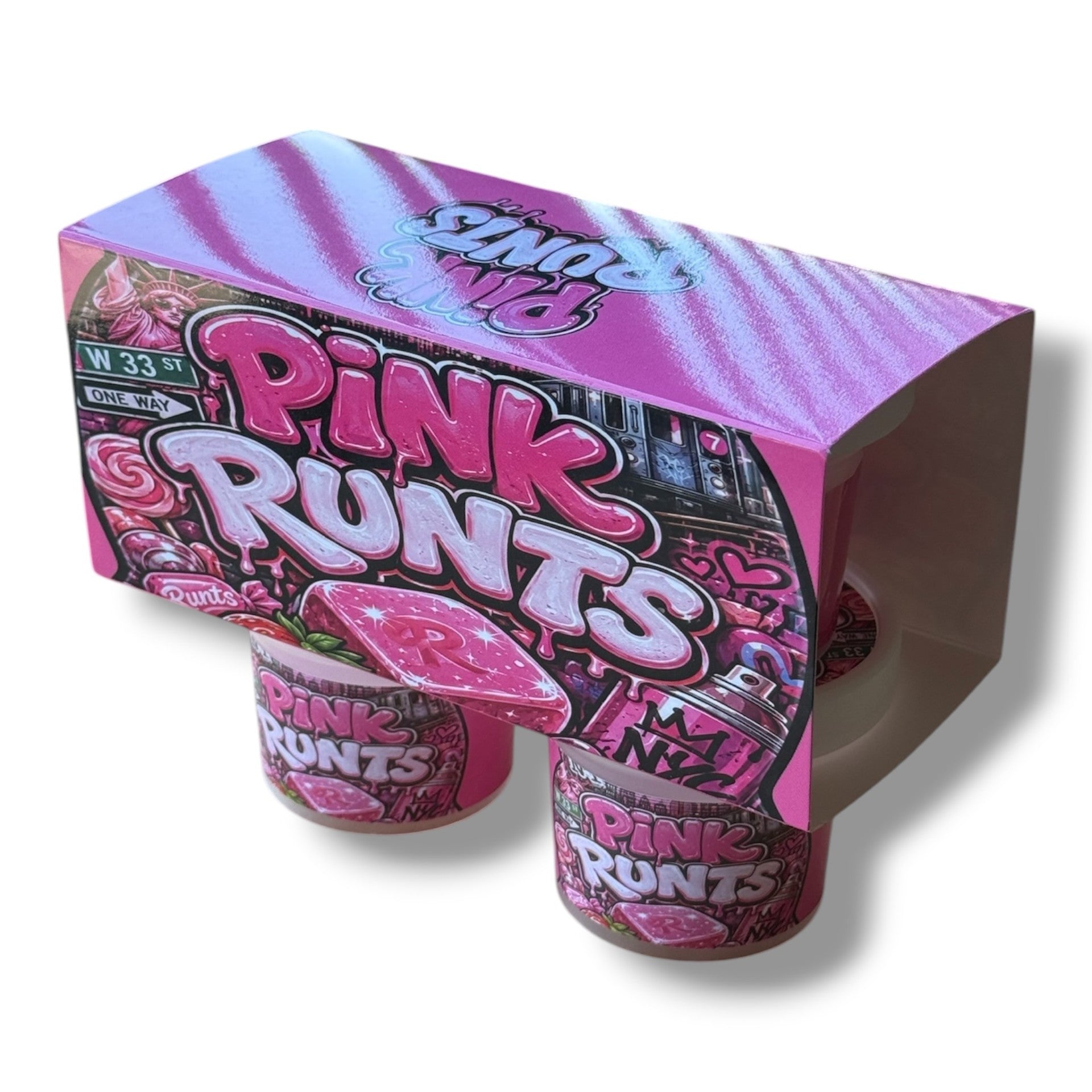 Pink Runts Ice Cream Style 3.5G Plastic Jars with Display Boxes – Packaging Only