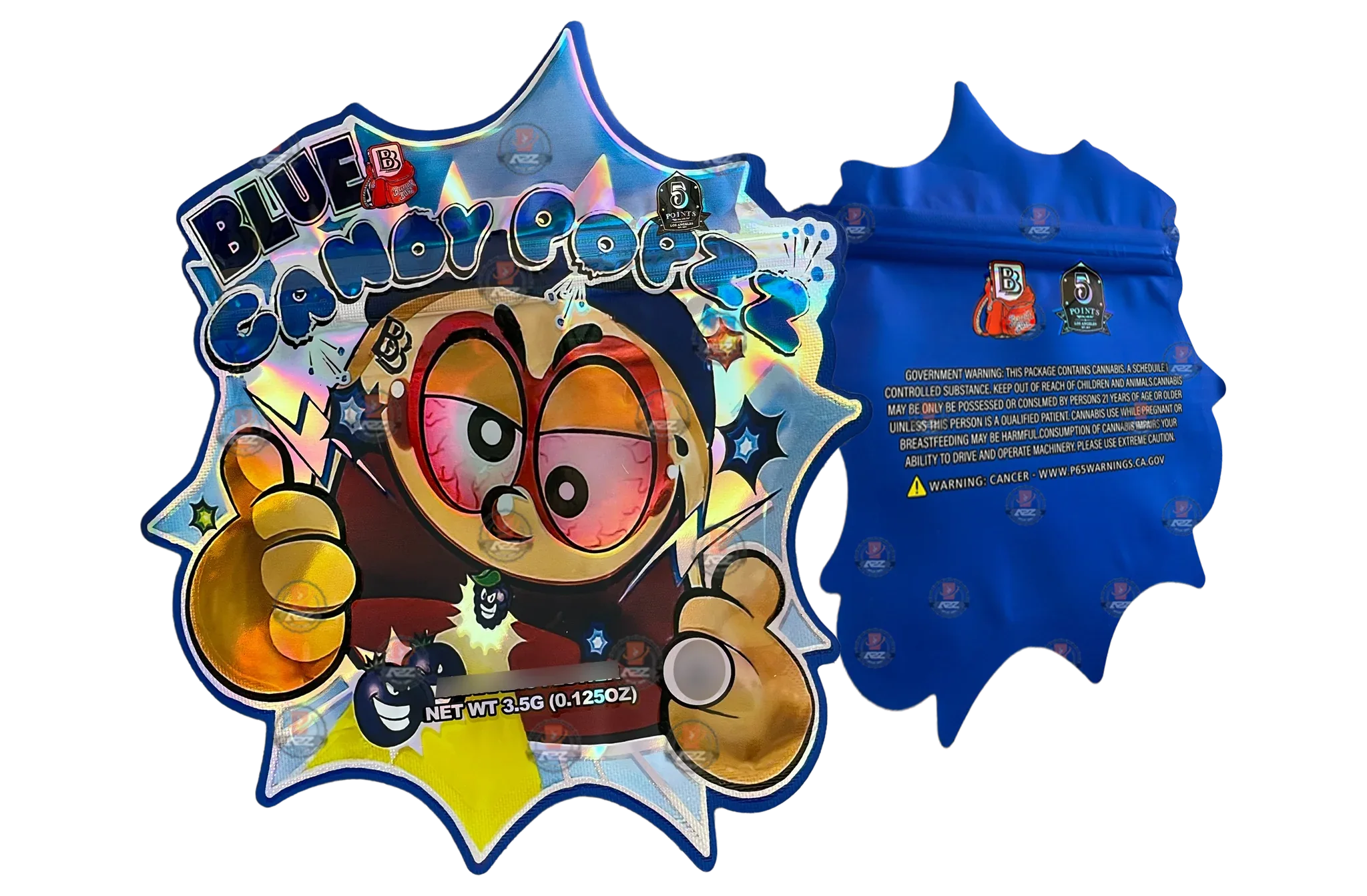 Backpack Boyz Blue Candy Popzz cut out Mylar zip lock bag 3.5G - Black Unicorn Hub