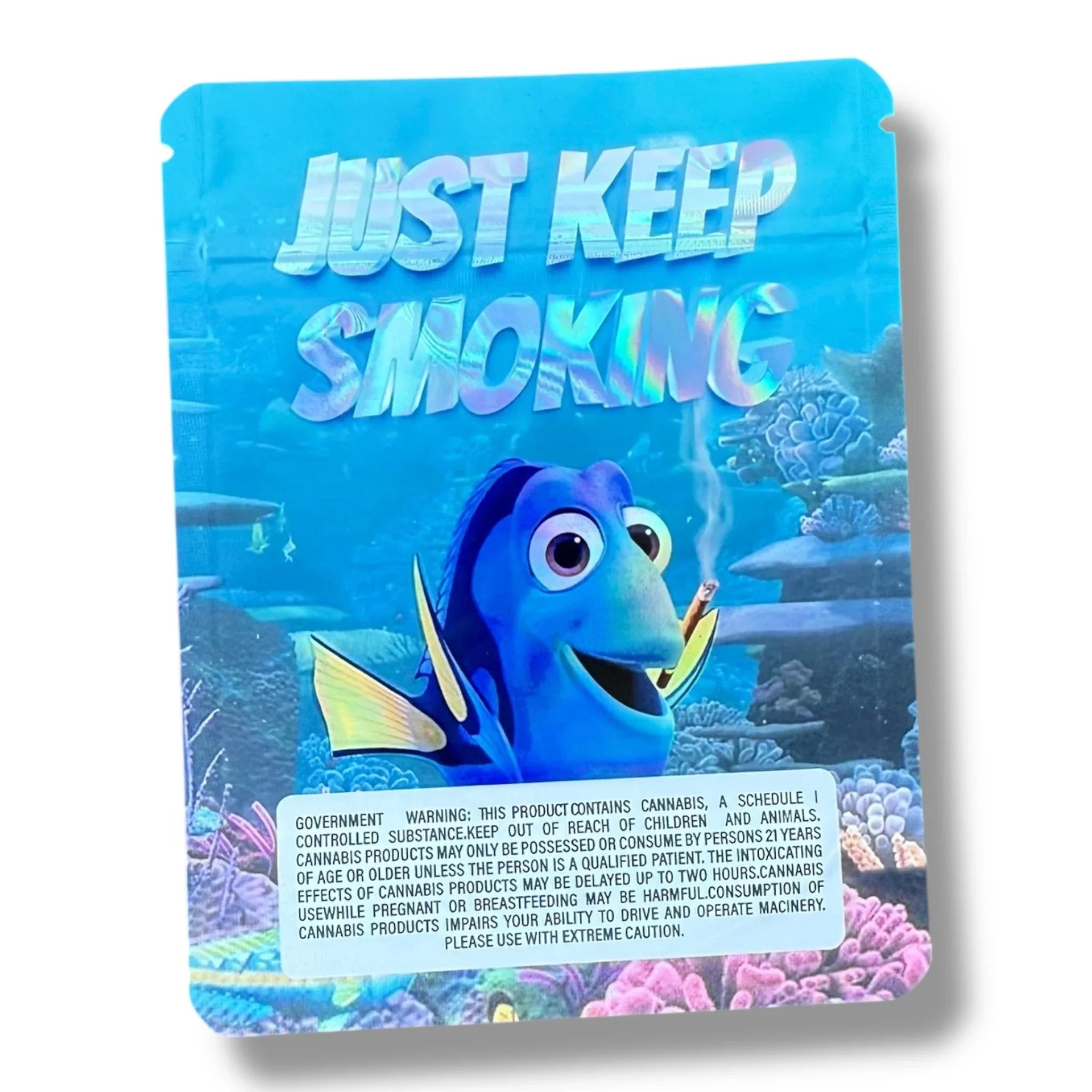 Deep Fried Just Keep Smoking 3.5g Sticker Mylar Bag- Packaging Only - Black Unicorn Hub