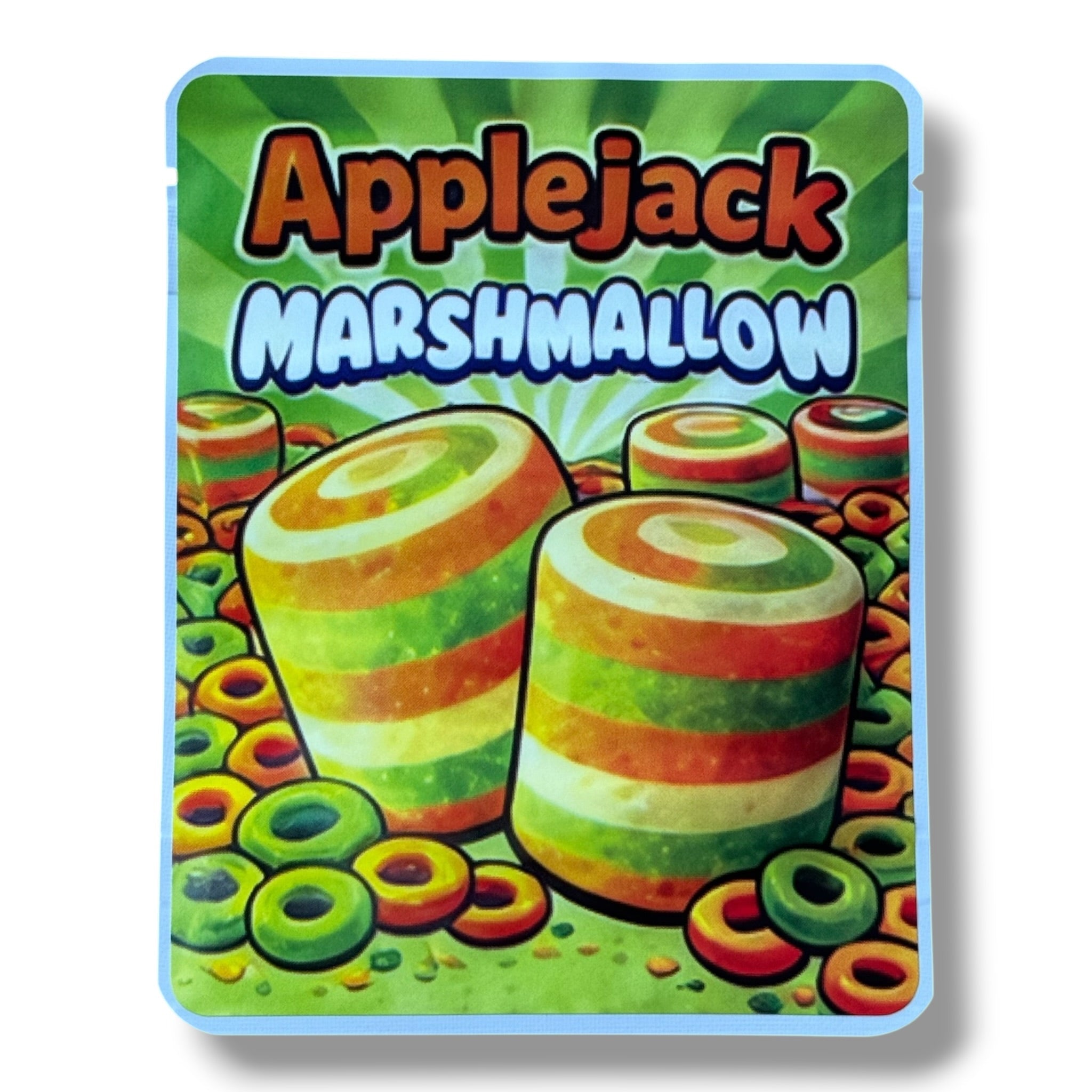 Sprinklez Apple Jack Marshmallow 3.5G Mylar sticker Bags -With stickers and label