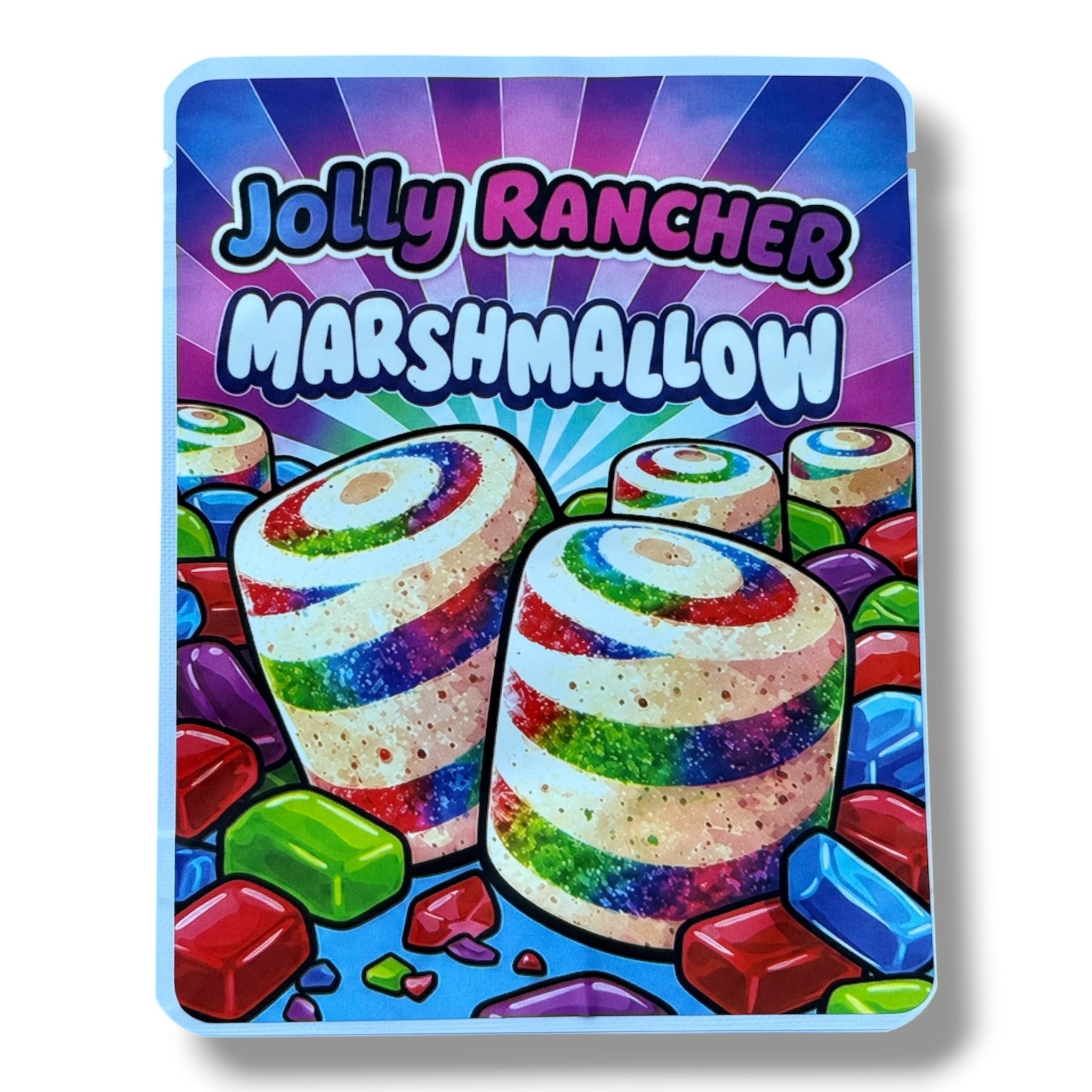 Sprinklez Rainbow Marshmallow 3.5G Mylar sticker Bags -With stickers and label