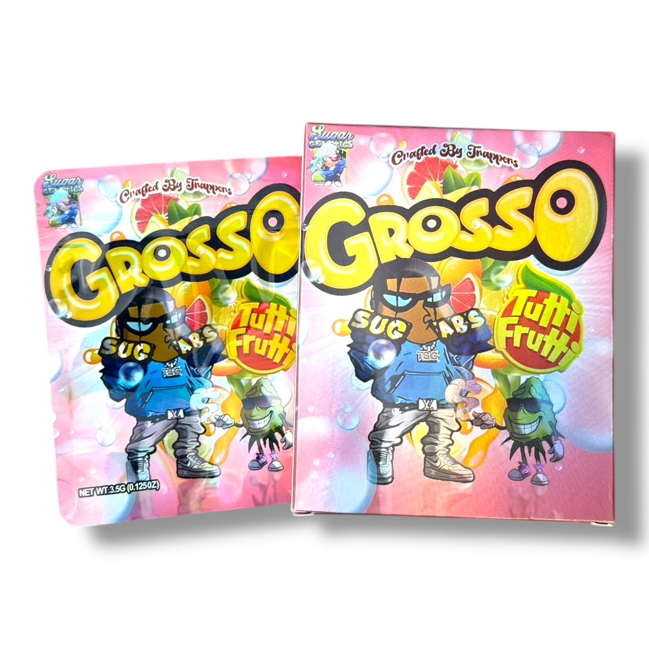 Grosso Tutti Frutti Sugar Mylar Bags with Boxes 3.5g Box Packaging Crafted By Trappers