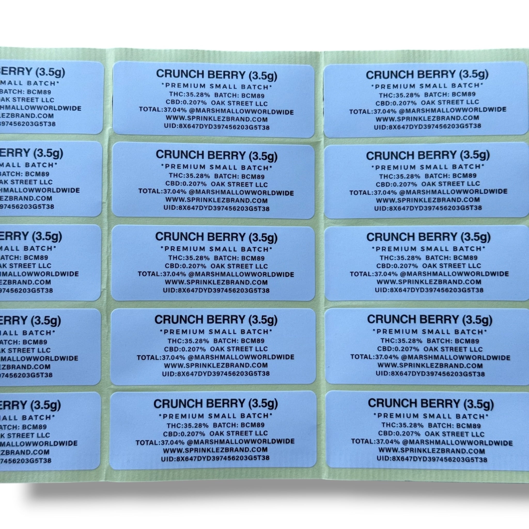 Sprinklez Crunchberry Marshmallow 3.5G Mylar sticker Bags -With stickers and label