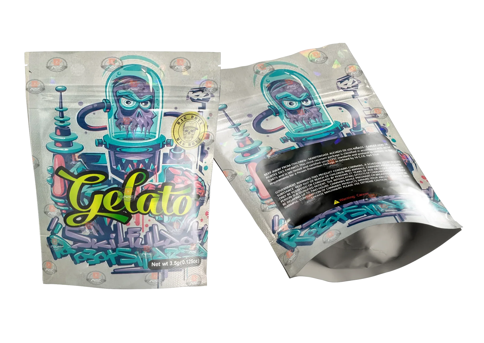 Robot Gelato Mylar bags 3.5g Packaging Only - Black Unicorn Hub