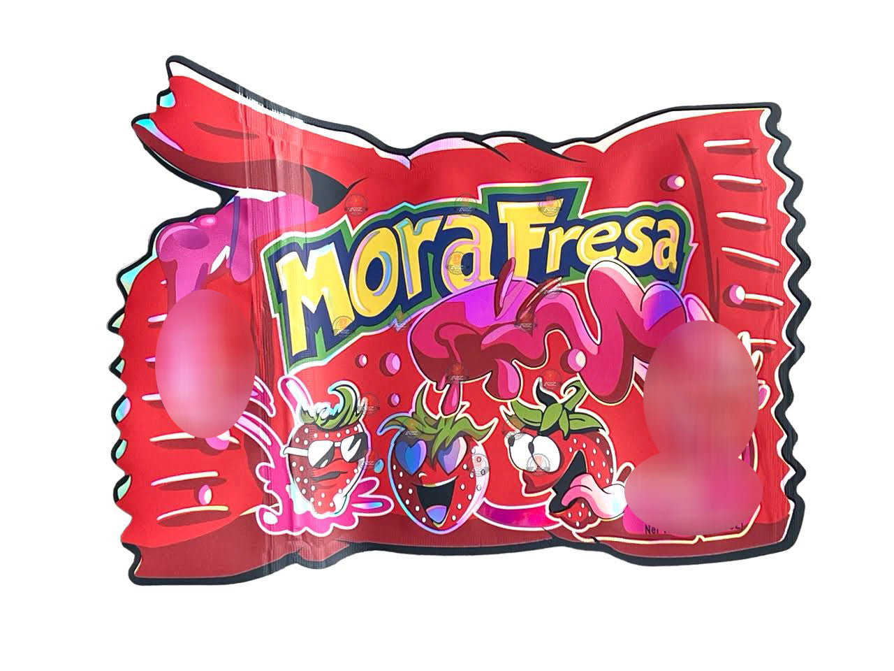 Mora Fresa Fumi Cut Out Mylar Bags 3.5g Die Cut Holographic High Volume