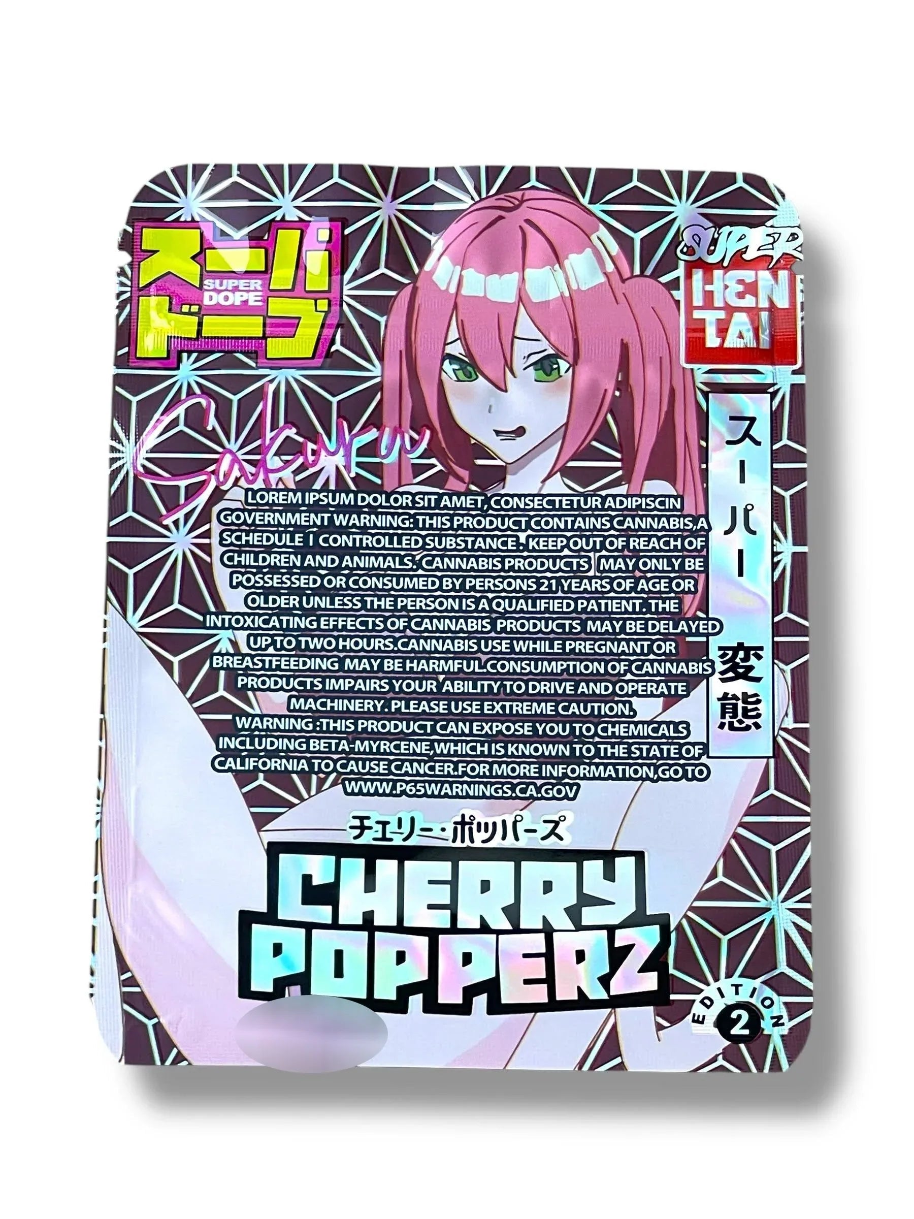 Cherry Popperz Mylar Bag 3.5g shape bag - Black Unicorn Hub