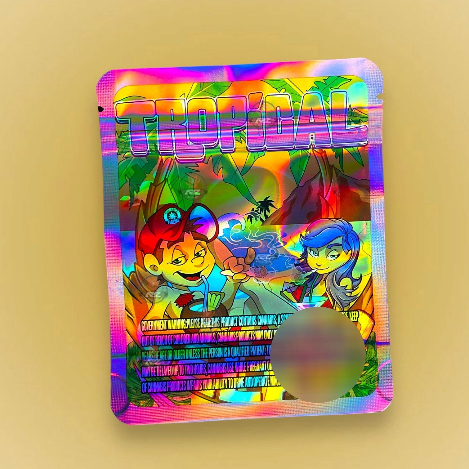 Tropical Gelato 3.5g Mylar Bag Holographic- Sherb Money Packaging Only