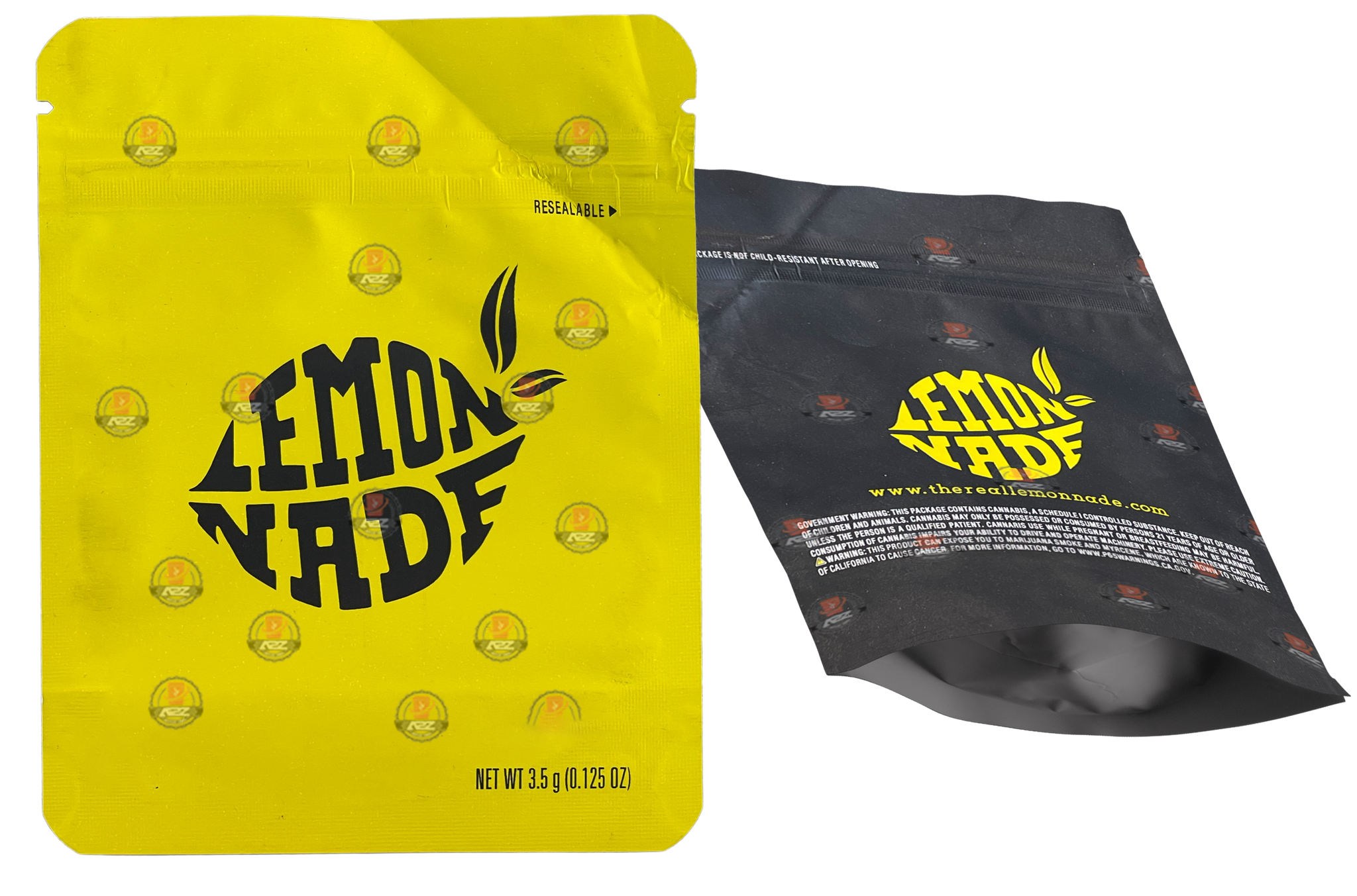 Cookies Lemonade Mylar Bags 3.5 Grams Smell Proof Resealable Bags w/ Holographic Authenticity Stickers