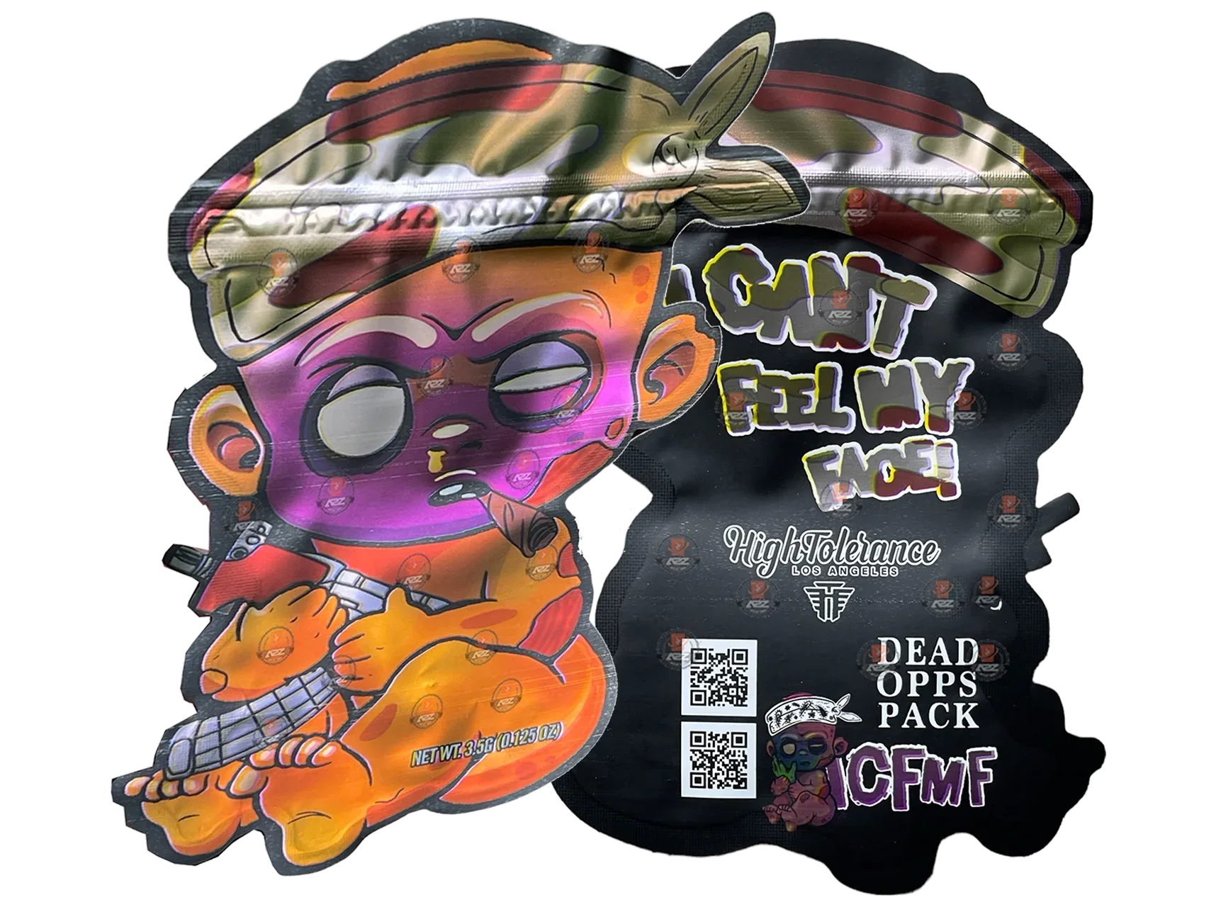 Dead Opps Pack Baby I Can't Feel My Face Cut Out Mylar Bags 3.5g High Tolerance - Black Unicorn Hub