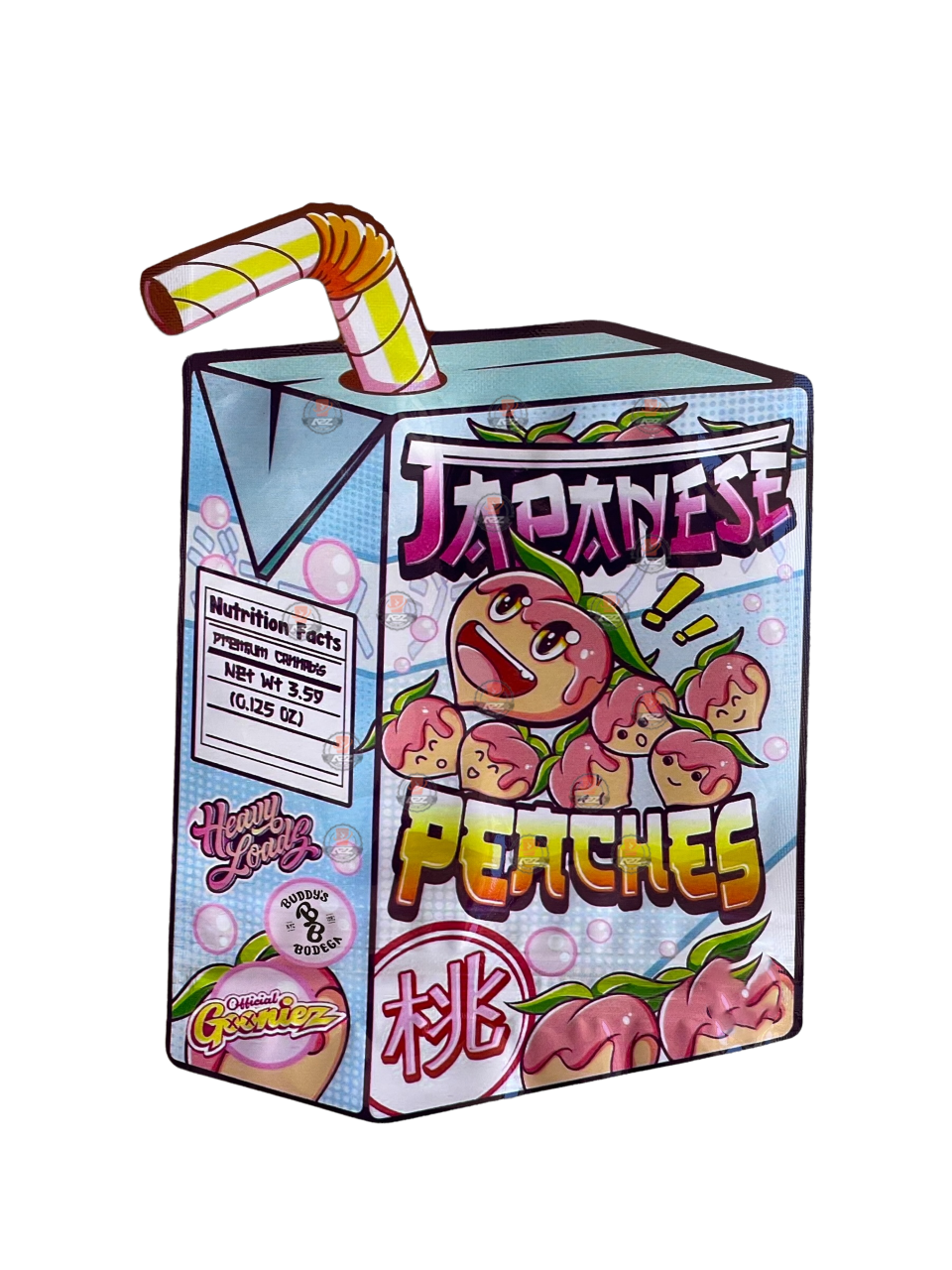 Japanese Peaches cut out Mylar zip lock bag 3.5G