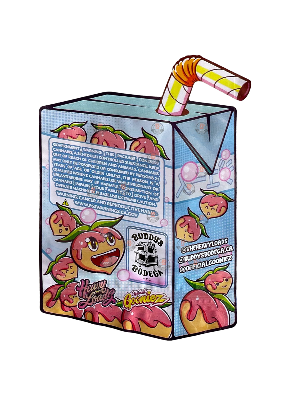 Japanese Peaches cut out Mylar zip lock bag 3.5G