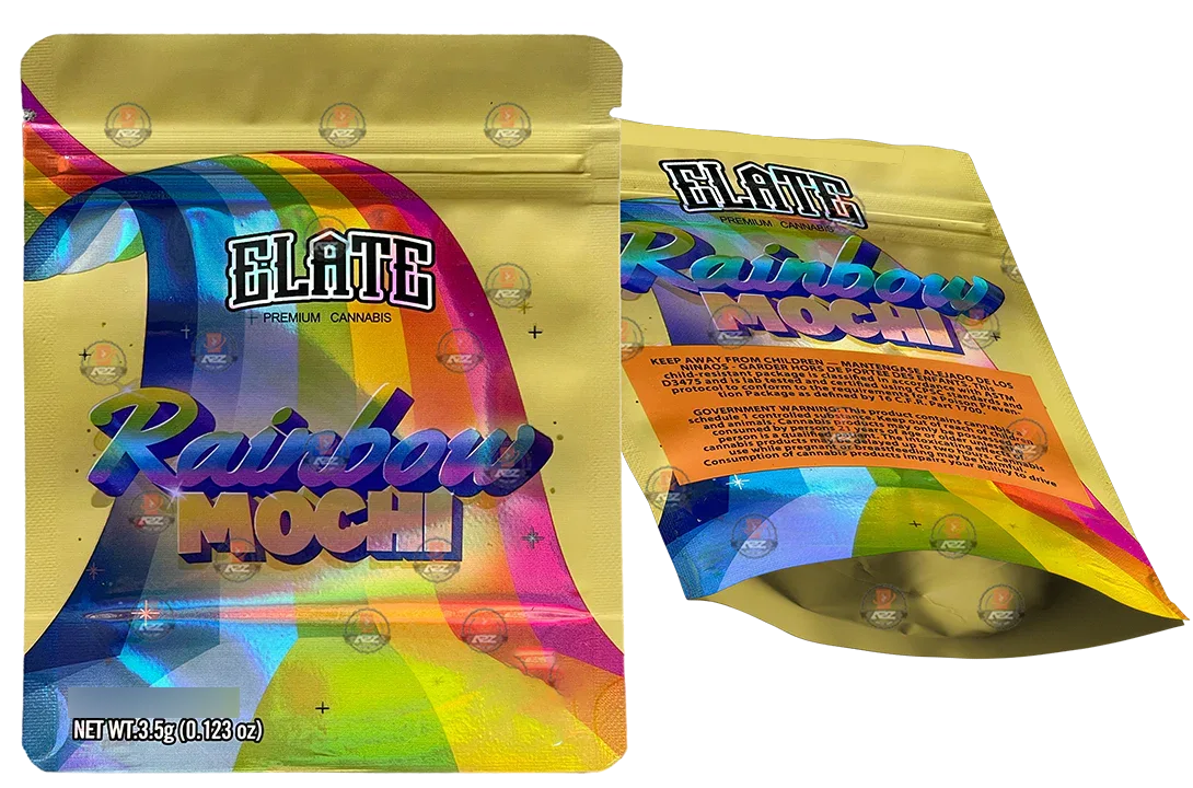 Rainbow Mochi Mylar bag 3.5g Holographic Elate - Black Unicorn Hub