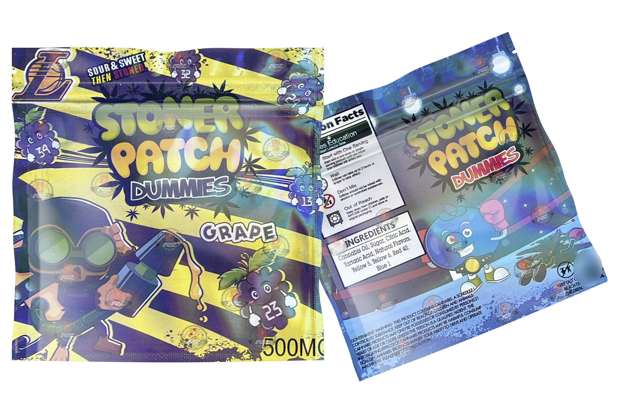 Stoner Patch Dummies Grape Gummies  500mg Mylar bags Packaging only
