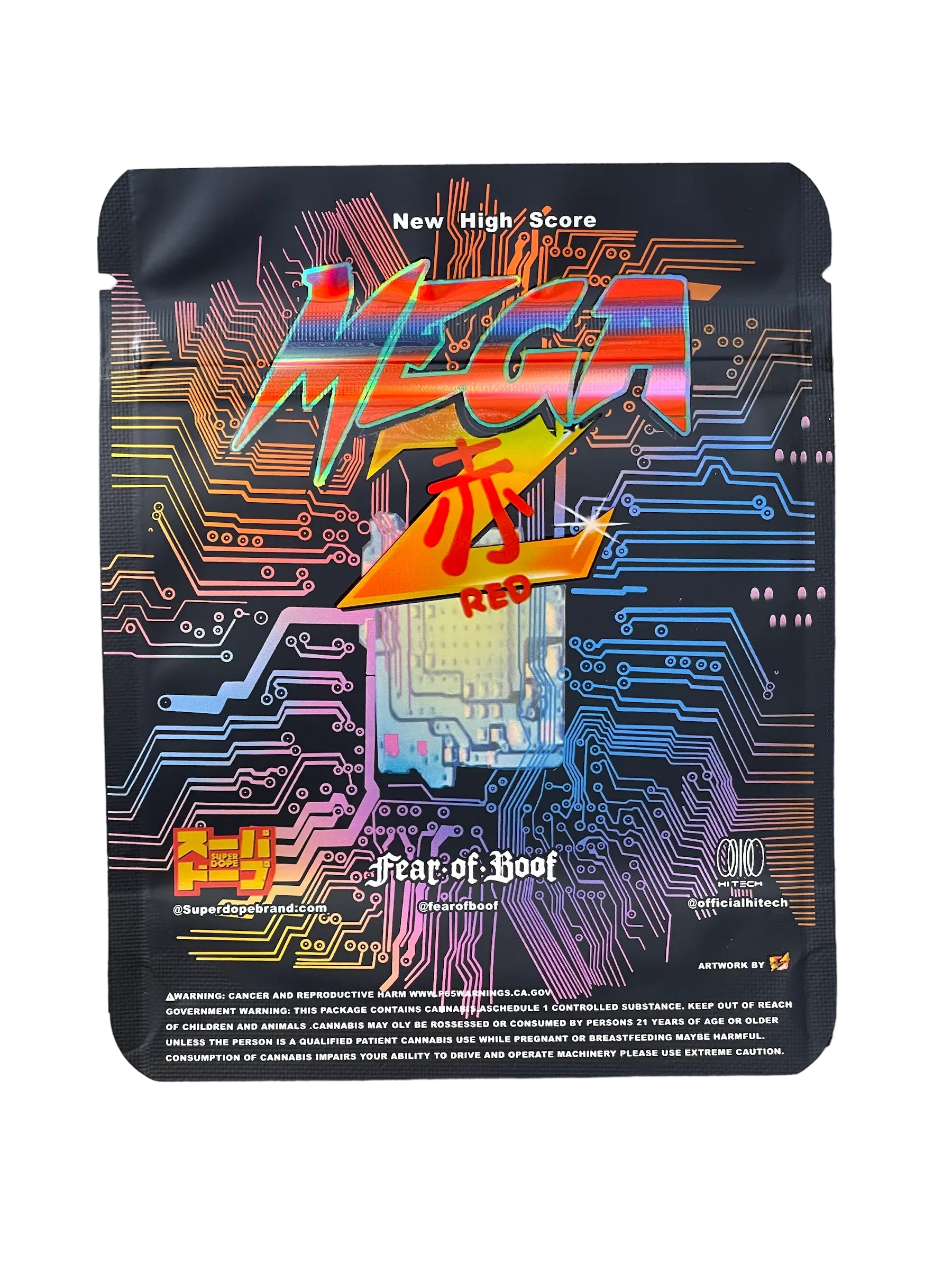 Mega Z Red 3.5g Mylar Bag Super Dope Holographic - Black Unicorn Hub