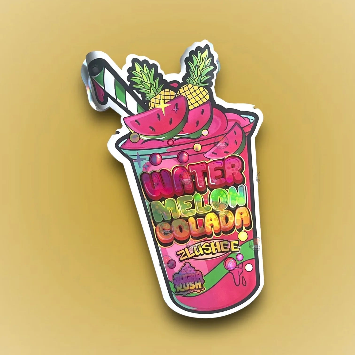 Watermelon Colada Zlushee 3.5G Mylar Bags- Holographic Sugar Rush - Black Unicorn Hub