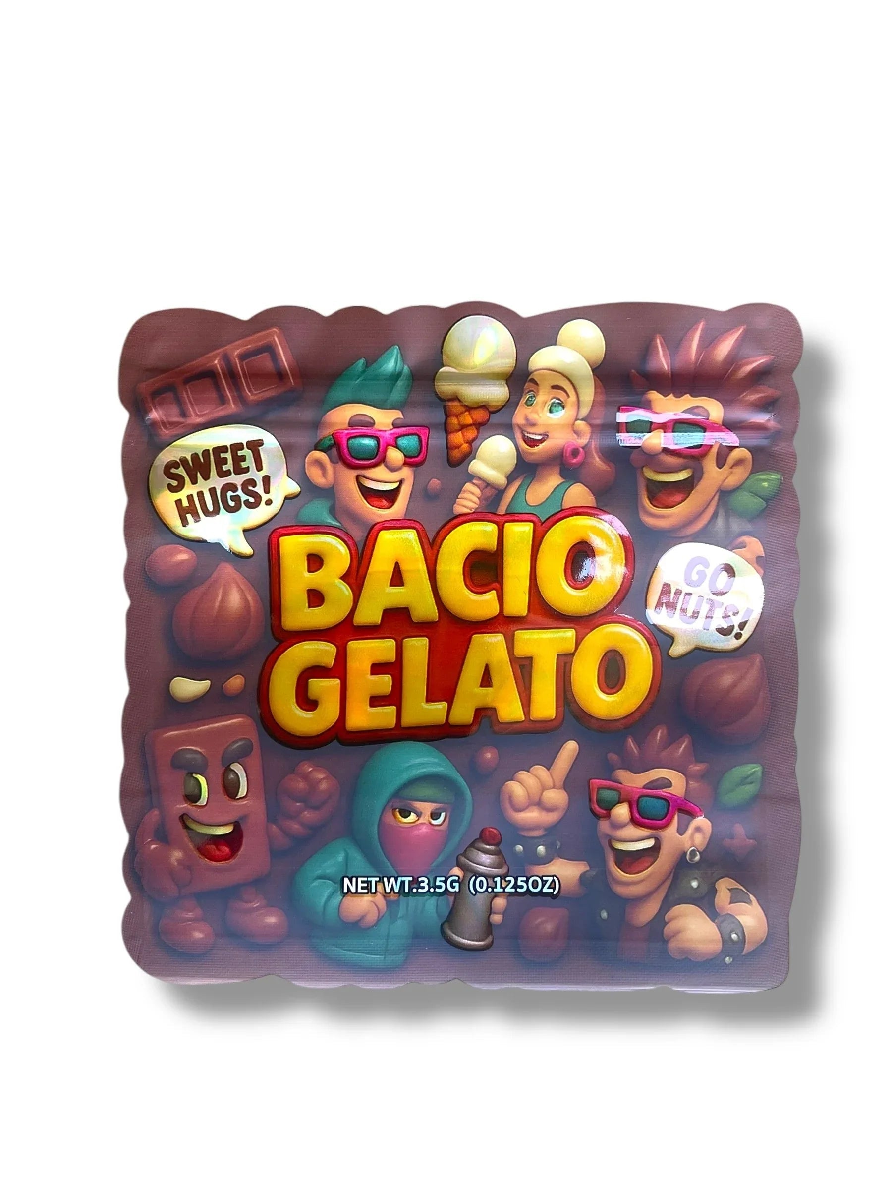 Bacio Gelato Mylar Bag 3.5g shape bag - Black Unicorn Hub