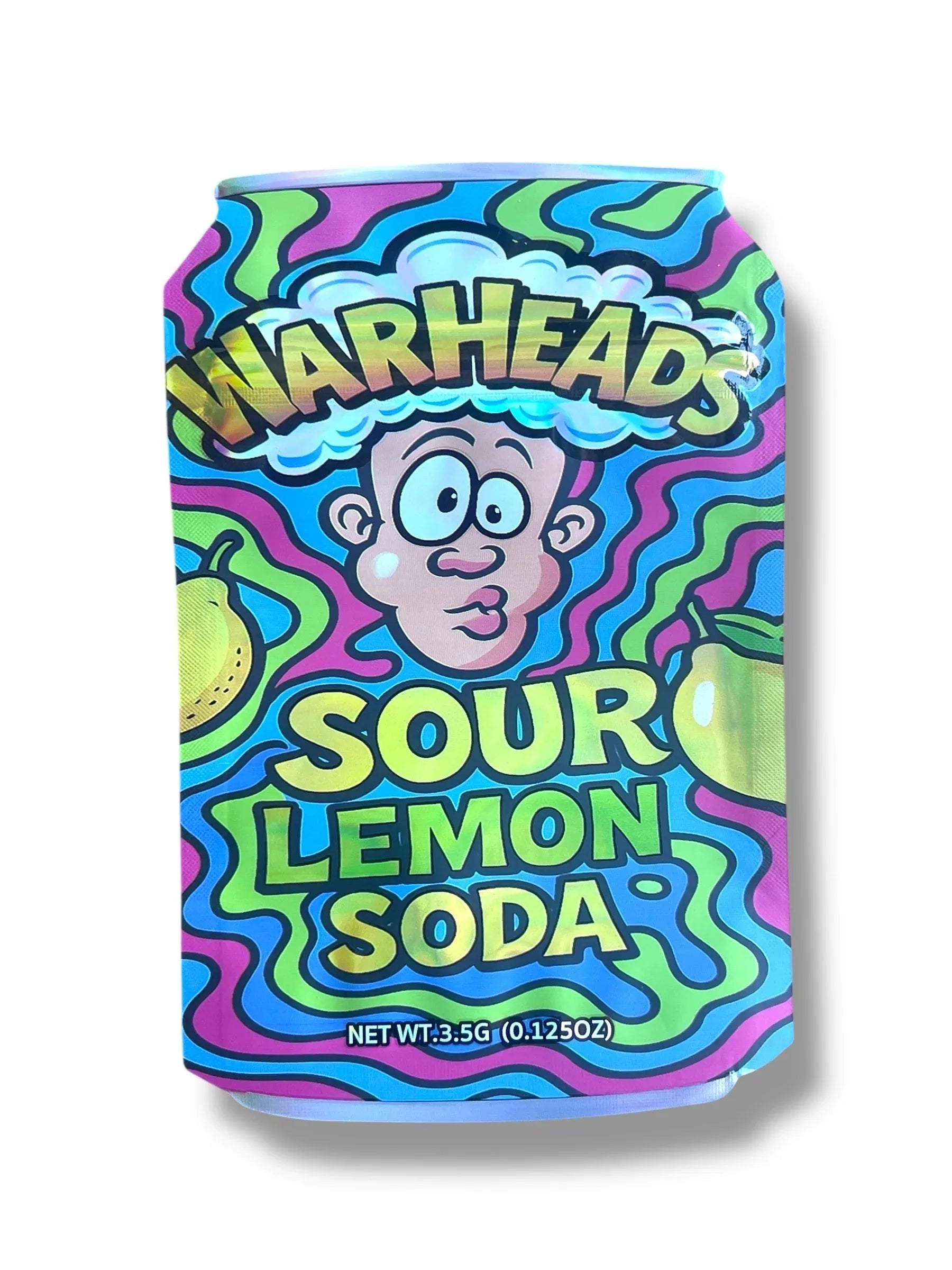 Warheads Sour Lemon Soda Mylar Bag 3.5g shape bags - Black Unicorn Hub