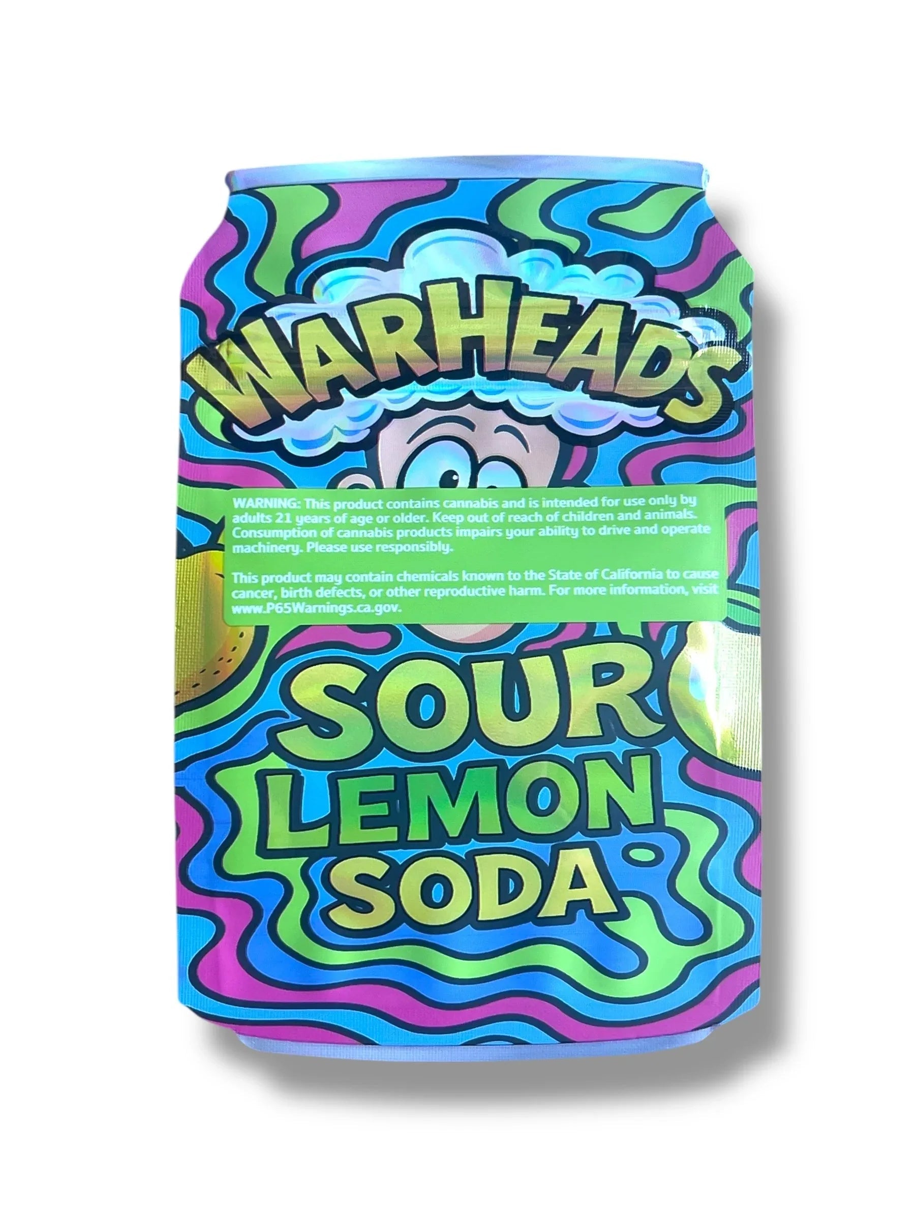 Warheads Sour Lemon Soda Mylar Bag 3.5g shape bags - Black Unicorn Hub