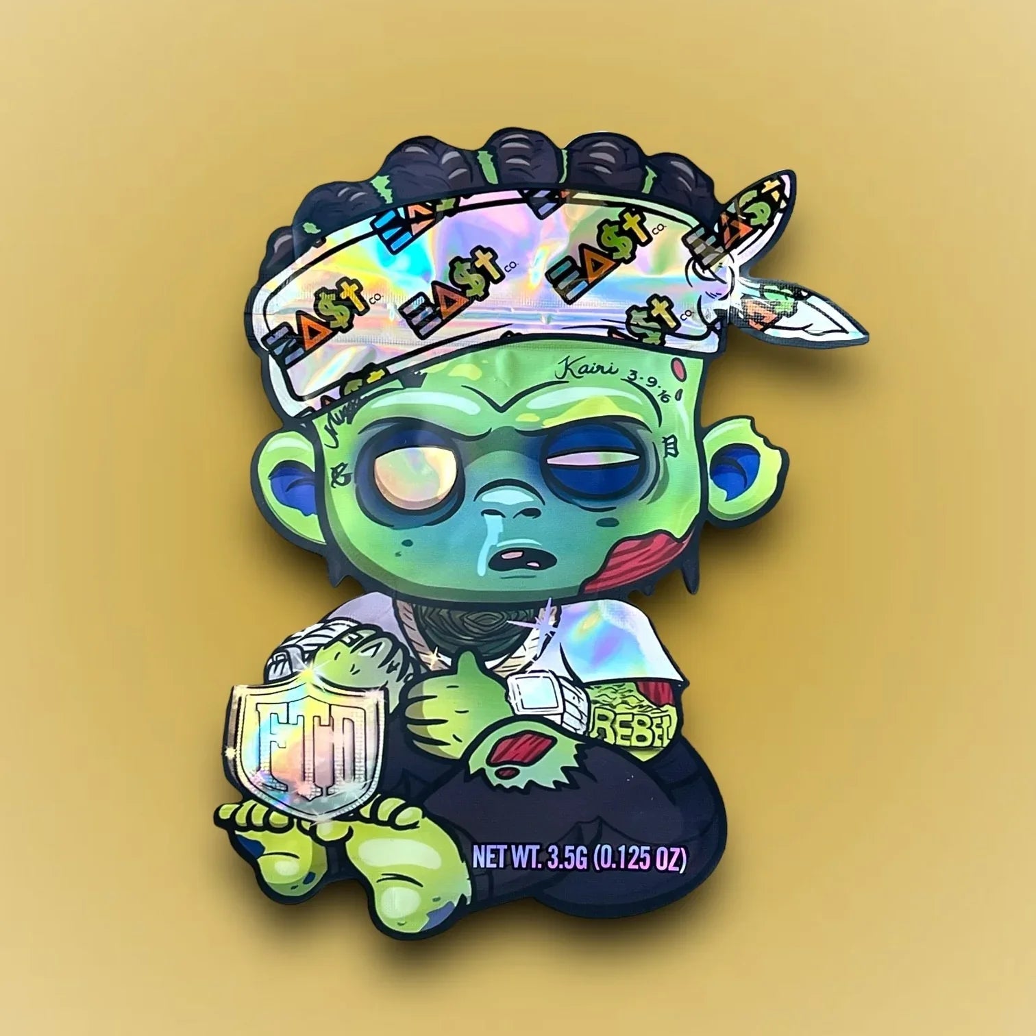 Rebel FTD East 3.5g Mylar Bag Holographic - Black Unicorn Hub