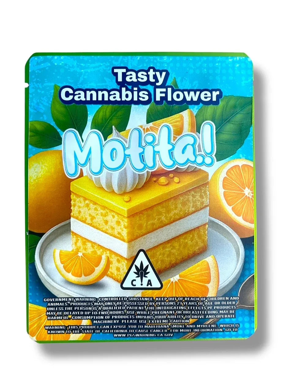 Motita Lemon Cake 3.5G Sticker Mylar Bags (4x5 inch, Zip Lock, Double-Sided) - Black Unicorn Hub
