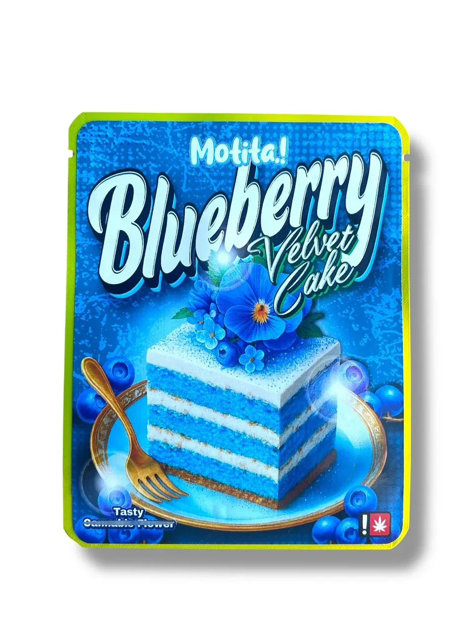 Motita Blueberry Velvet Cake 3.5G Sticker Mylar Bag (4x5, Zip Lock) - Black Unicorn Hub