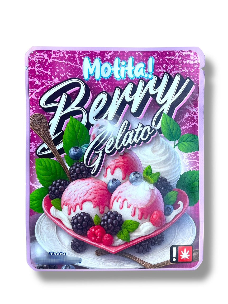 Motita Berry Gelato 3.5G Sticker Mylar Bag (4x5, Zip Lock)
