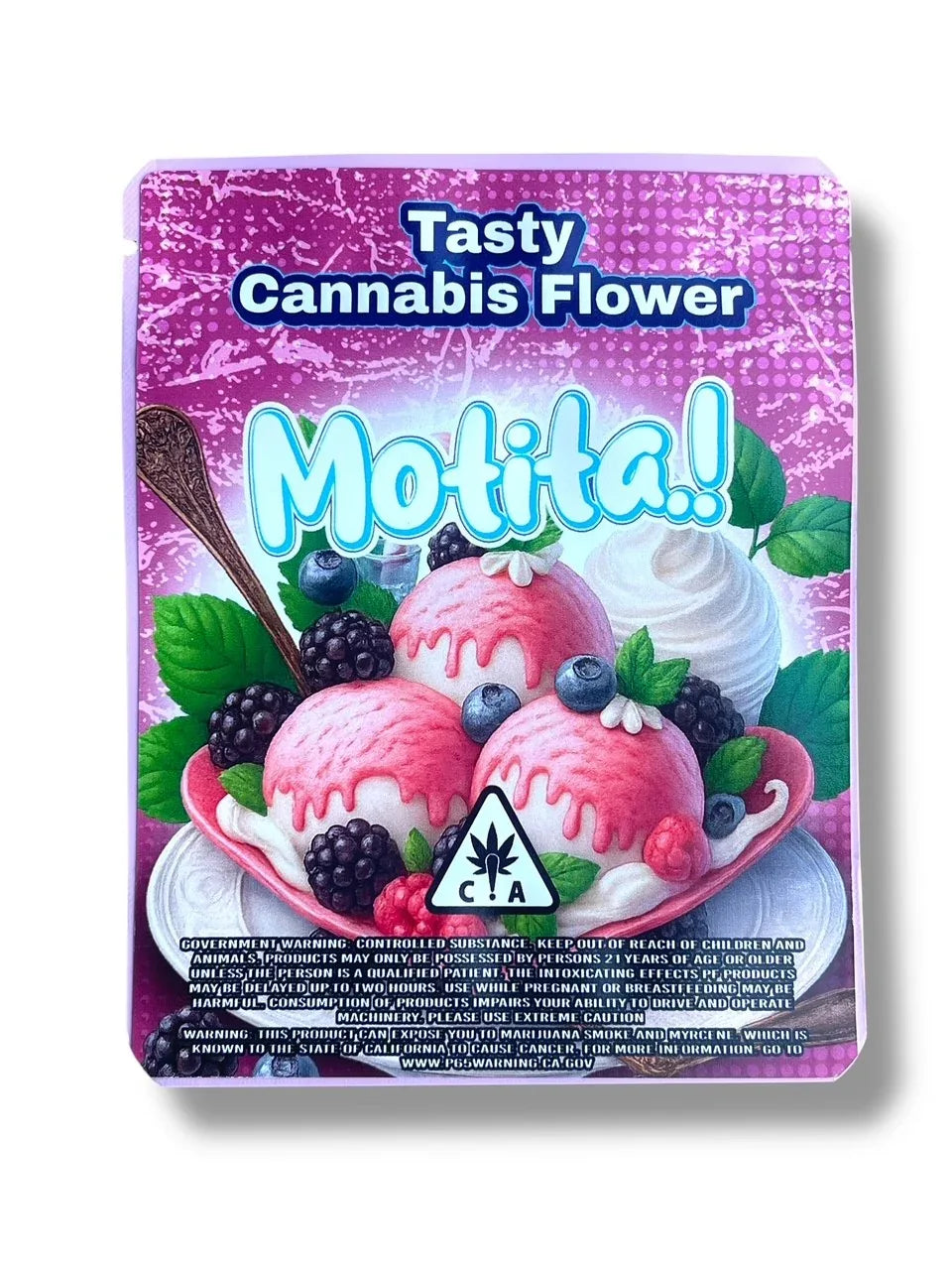 Motita Berry Gelato 3.5G Sticker Mylar Bag (4x5, Zip Lock) - Black Unicorn Hub