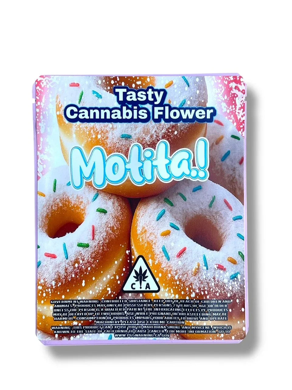 Motita Powdered Sugar Donuts 3.5G Sticker Mylar Bag (4x5, Zip Lock) - Black Unicorn Hub
