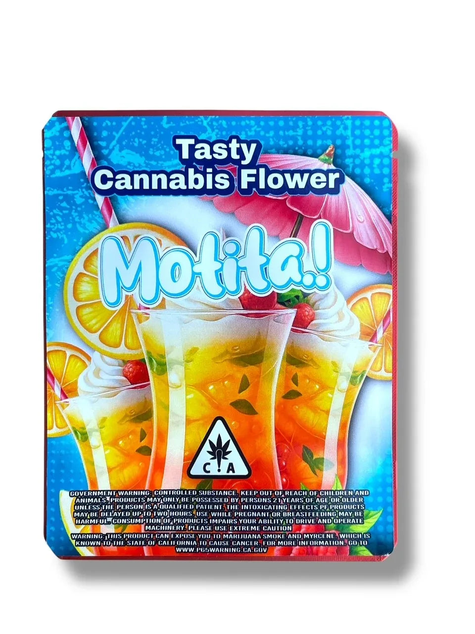 Motita Lemon Raspberry Margarita 3.5G Sticker Mylar Bag (4x5, Zip Lock