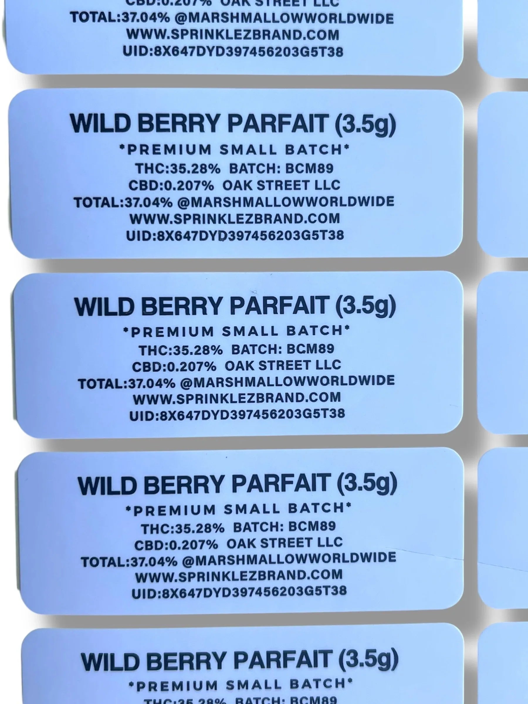 Sprinklez Wild Berry Parfait 3.5G Mylar Bags -With stickers and label - Black Unicorn Hub