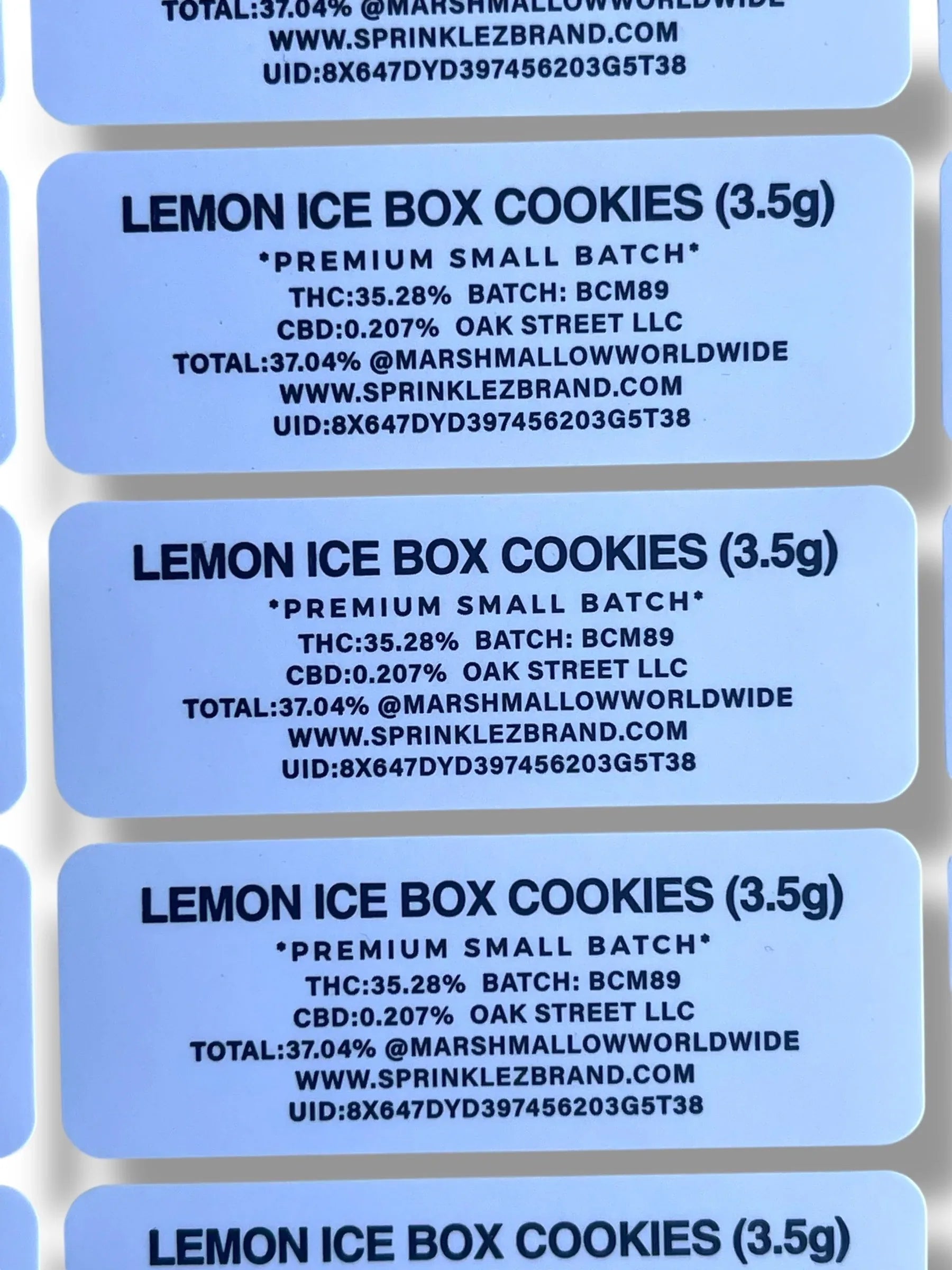 Sprinklez Lemon Ice Box Cookies 3.5G Mylar Bags -With stickers and label - Black Unicorn Hub