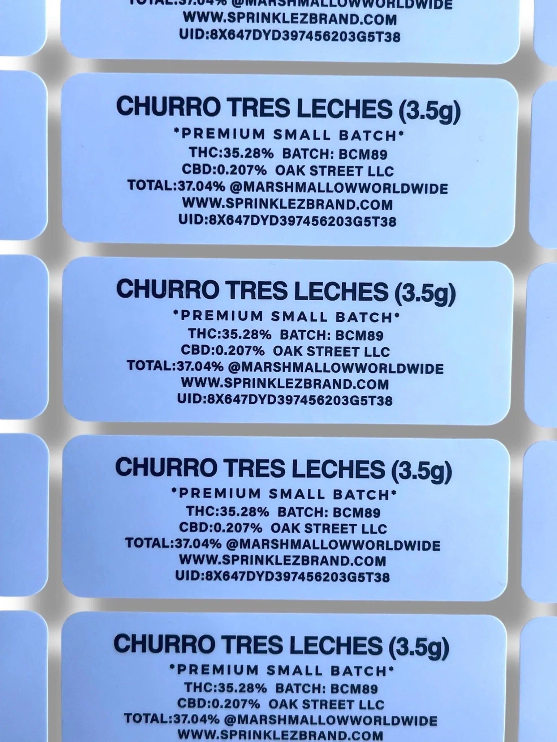 Sprinklez Churro Tres Leaches 3.5G Mylar Bags -With stickers and label - Black Unicorn Hub