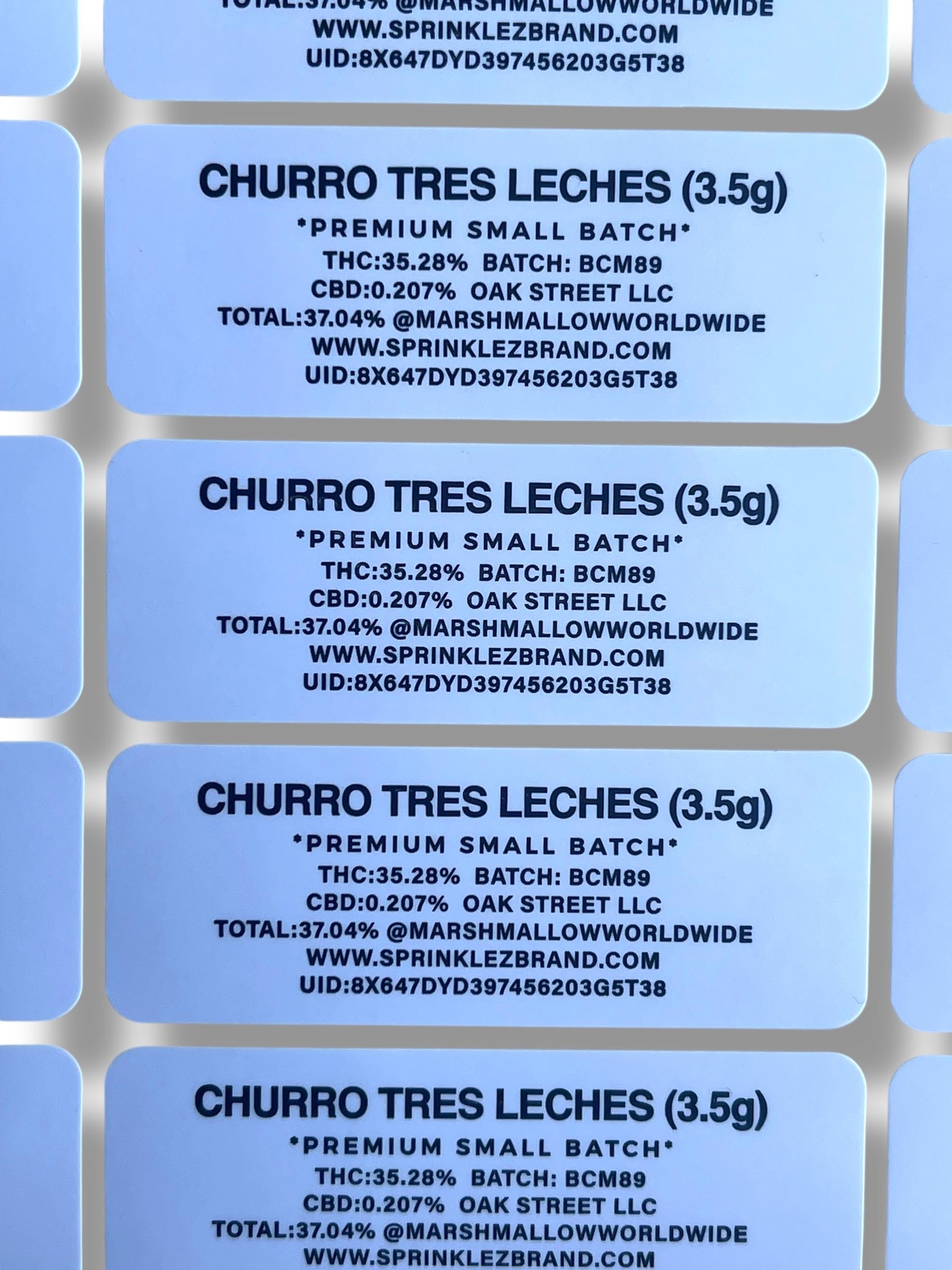 Sprinklez Churro Tres Leaches 3.5G Mylar Bags -With stickers and label