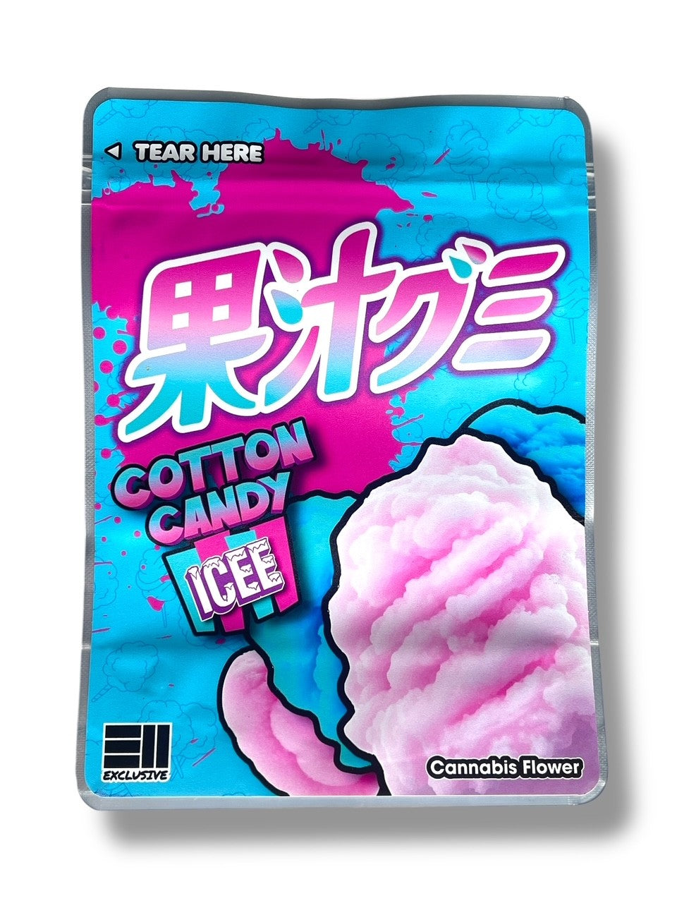 Cotton Candy Icee Combo Sticker Mylar Bags | Stand-Up 16oz, 1oz & 3.5g