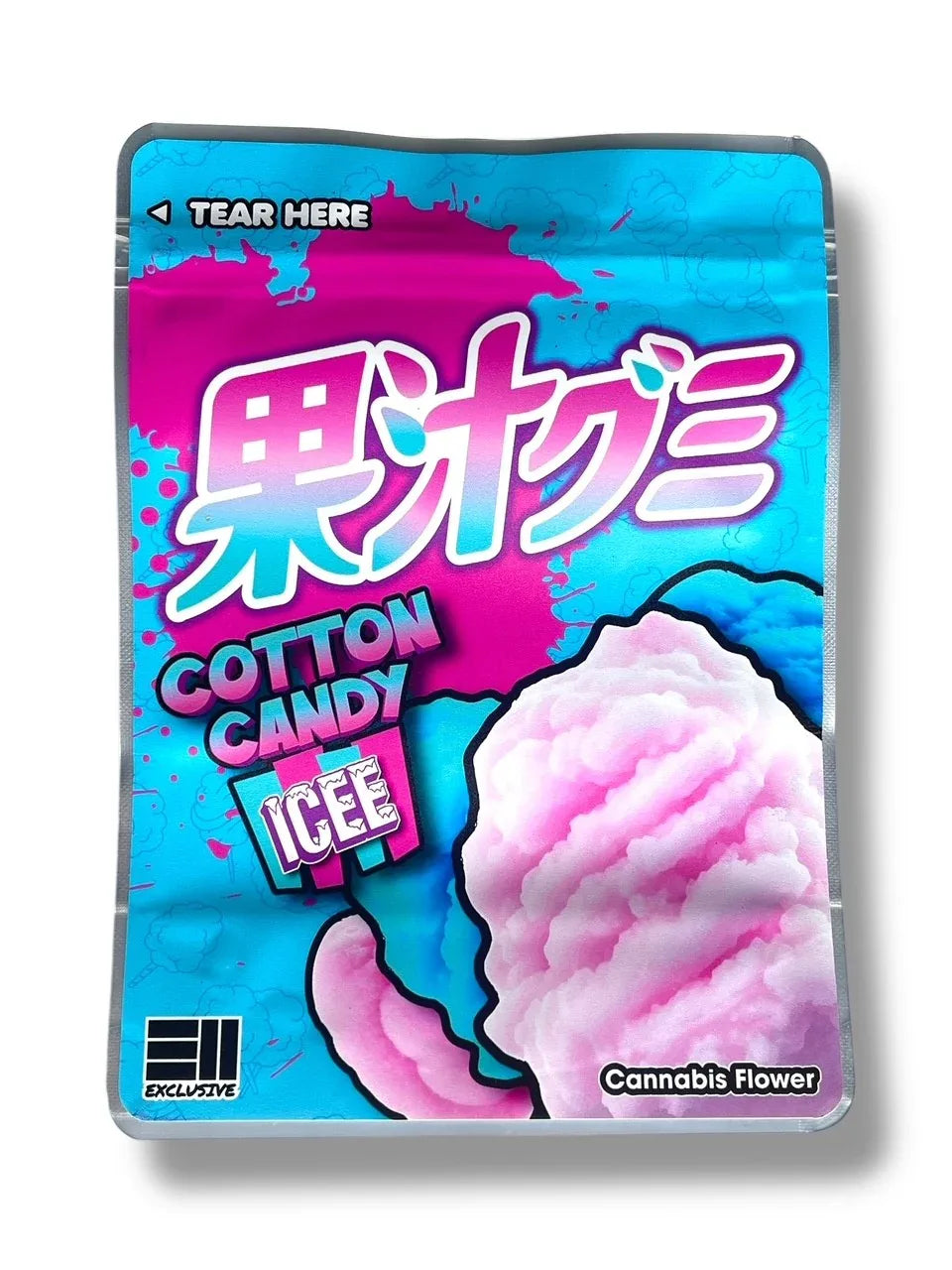 Cotton Candy Icee Combo Sticker Mylar Bags | Stand-Up 16oz, 1oz & 3.5g - Black Unicorn Hub