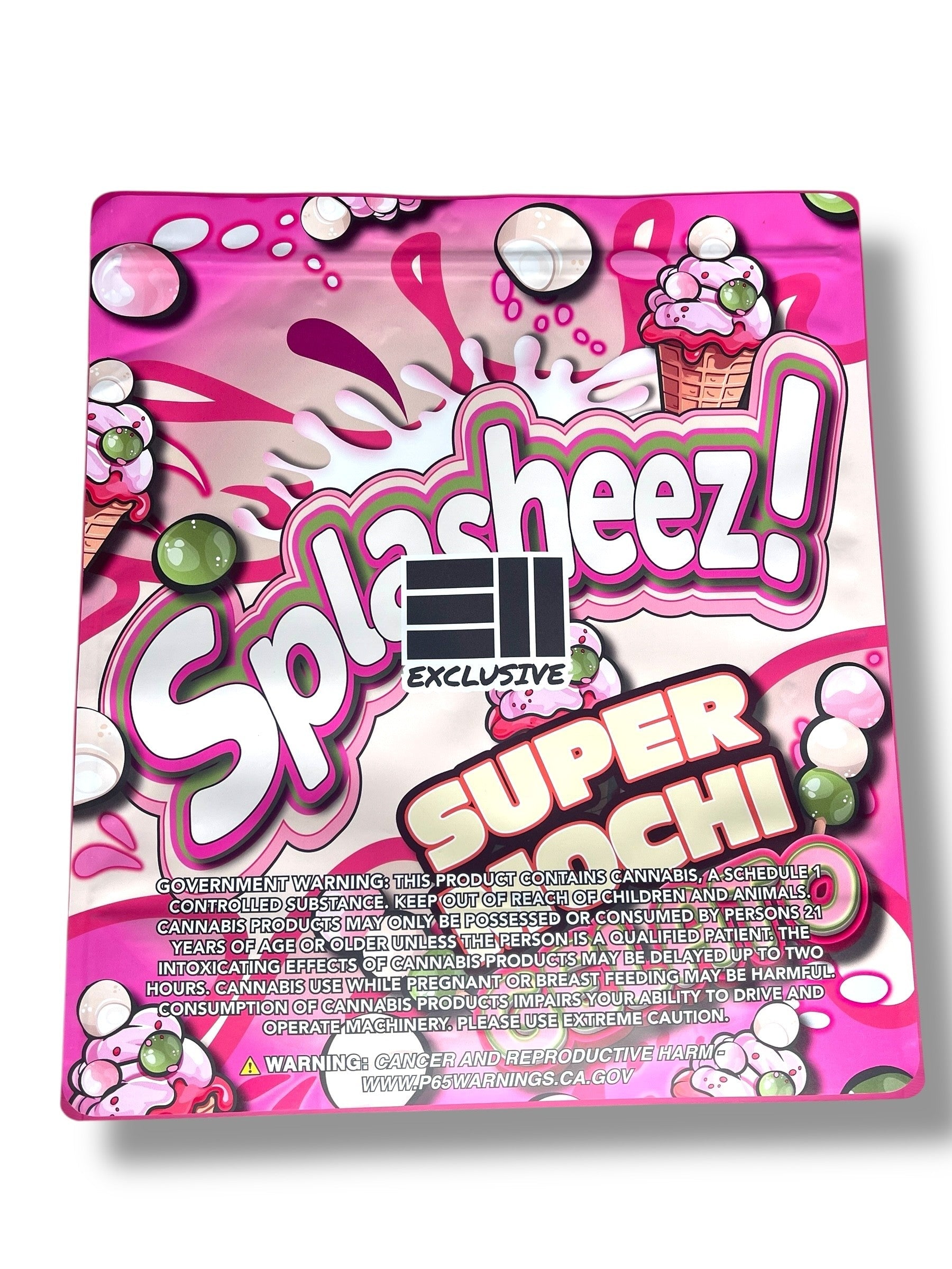 Splasheez Super Mochi Gelato Combo Sticker Mylar Bags | Stand-Up 16oz, 1oz & 3.5g