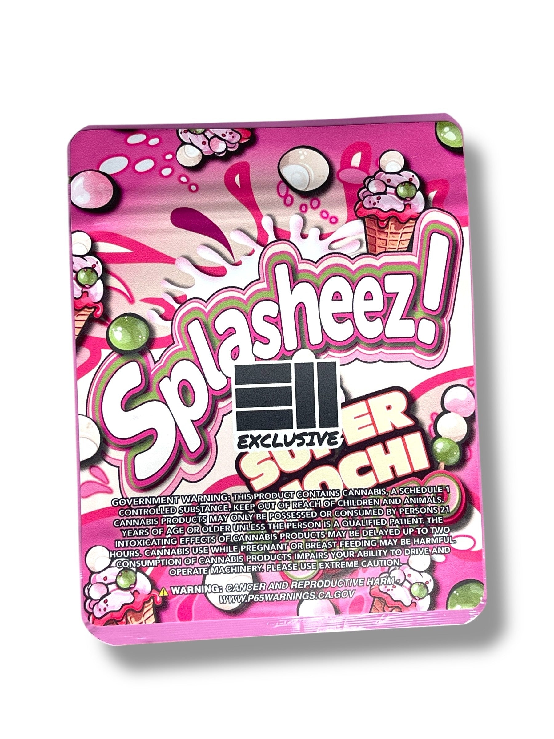 Splasheez Super Mochi Gelato Combo Sticker Mylar Bags | Stand-Up 16oz, 1oz & 3.5g