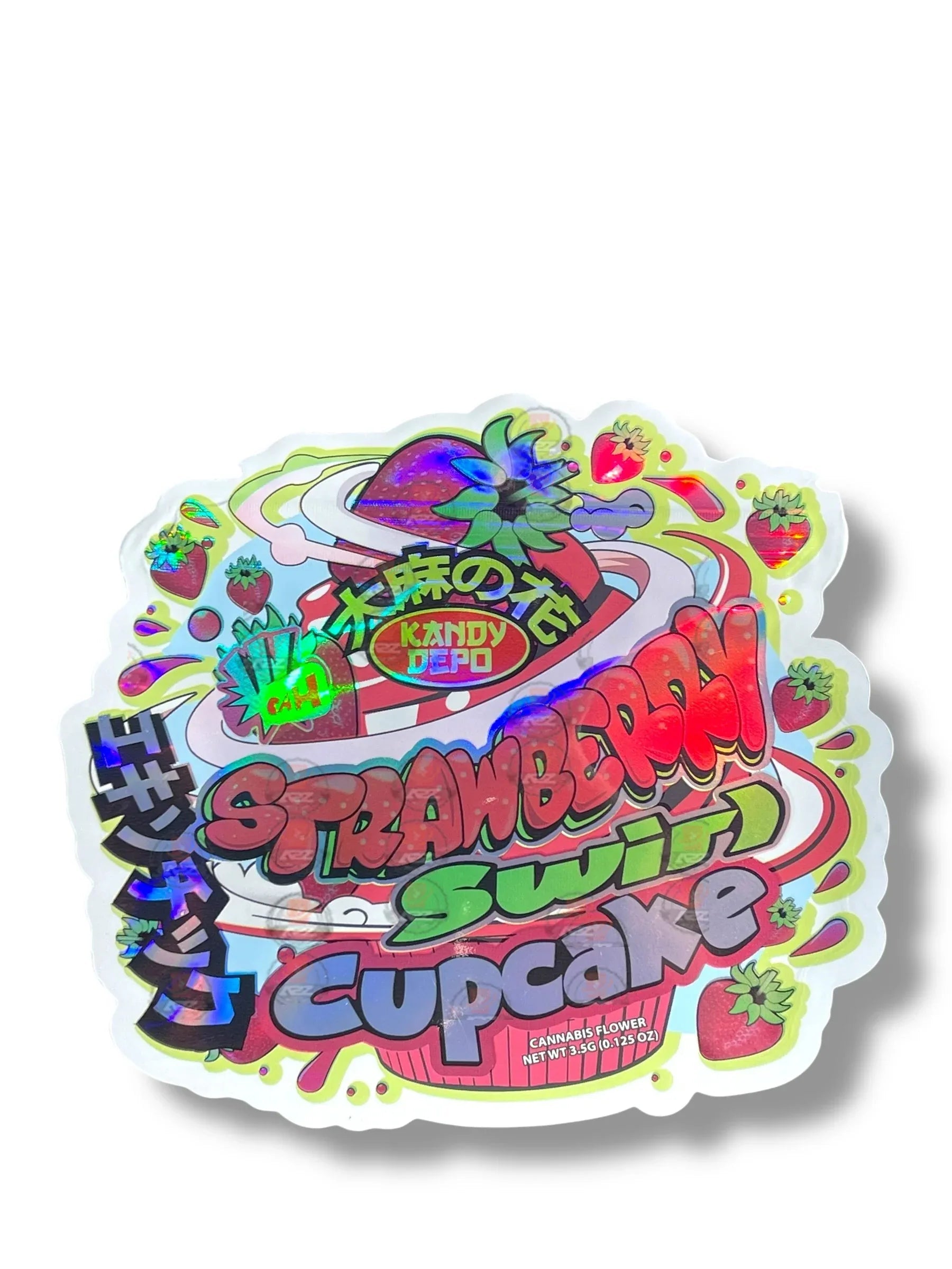 Kandy Depo Strawberry Swirl Cupcake Mylar Bags 3.5g Holographic - Black Unicorn Hub