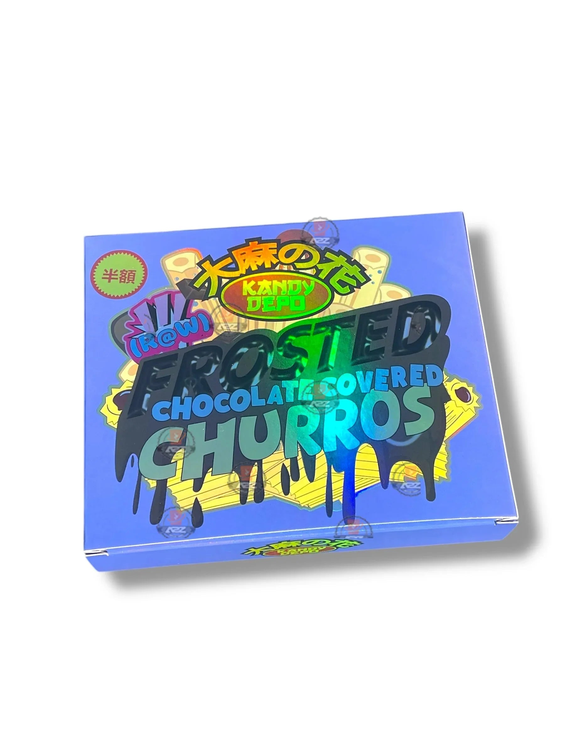 Kandy Depo Frosted Chocolate Covered Churros Mylar Bags with Boxes 3.5g Box Packaging Holographic - Black Unicorn Hub