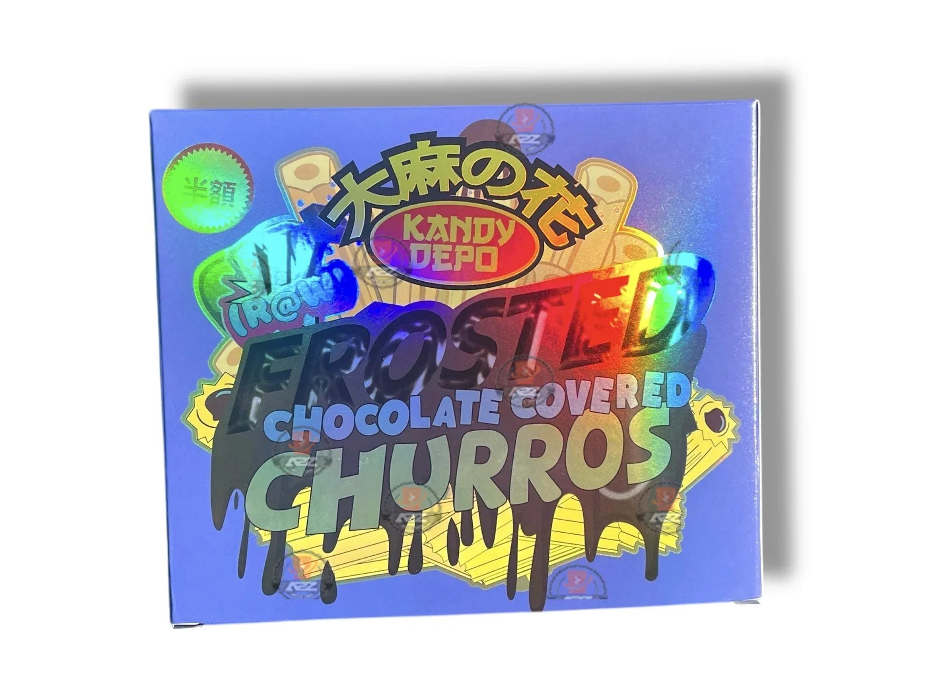 Kandy Depo Frosted Chocolate Covered Churros Mylar Bags with Boxes 3.5g Box Packaging Holographic - Black Unicorn Hub