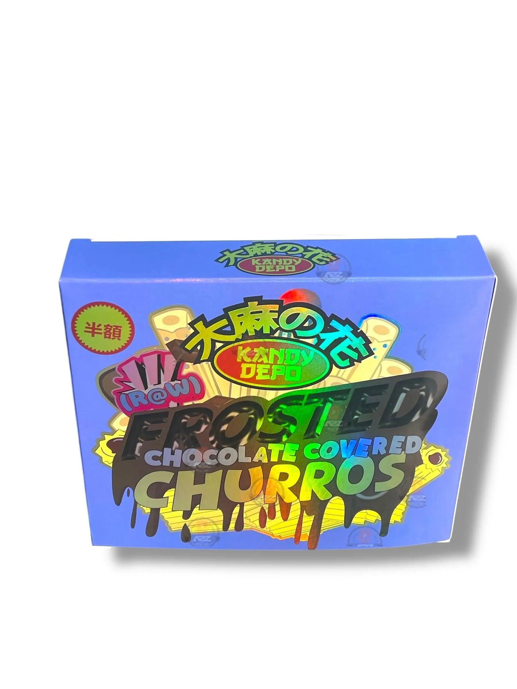 Kandy Depo Frosted Chocolate Covered Churros Mylar Bags with Boxes 3.5g Box Packaging Holographic - Black Unicorn Hub