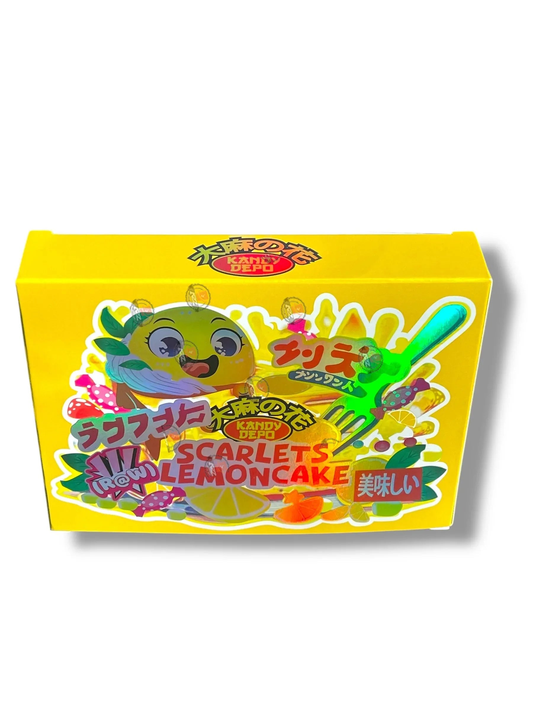 Kandy Depo Scarlets Lemon Cake Mylar Bags with Boxes 3.5g Box Packaging Holographic - Black Unicorn Hub