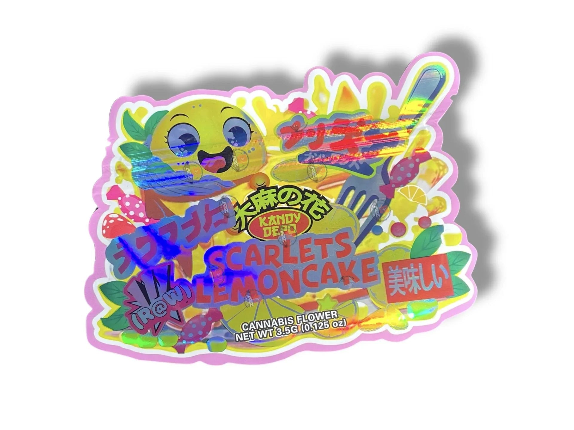 Kandy Depo Scarlets Lemon Cake Mylar Bags with Boxes 3.5g Box Packaging Holographic - Black Unicorn Hub
