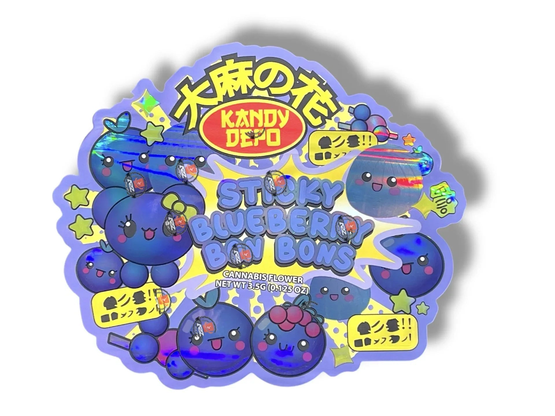 Kandy Depo Sticky Blueberry Bon Bons Mylar Bags with Boxes 3.5g Box Packaging Holographic - Black Unicorn Hub