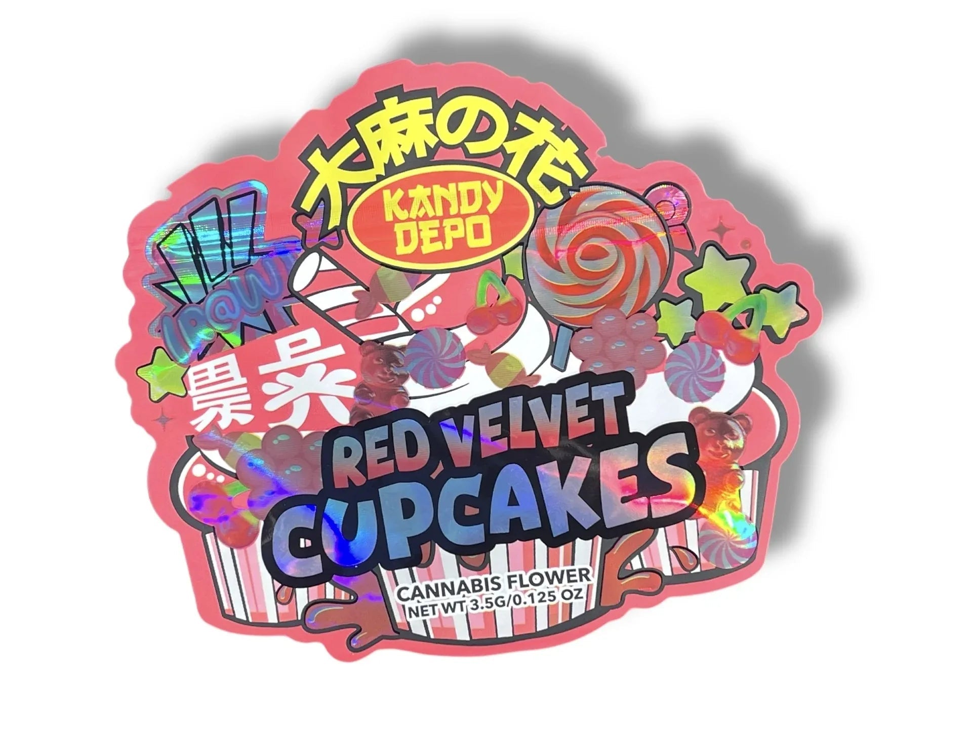 Kandy Depo Red Velvet Cupcakes Mylar Bags with Boxes 3.5g Box Packaging Holographic - Black Unicorn Hub