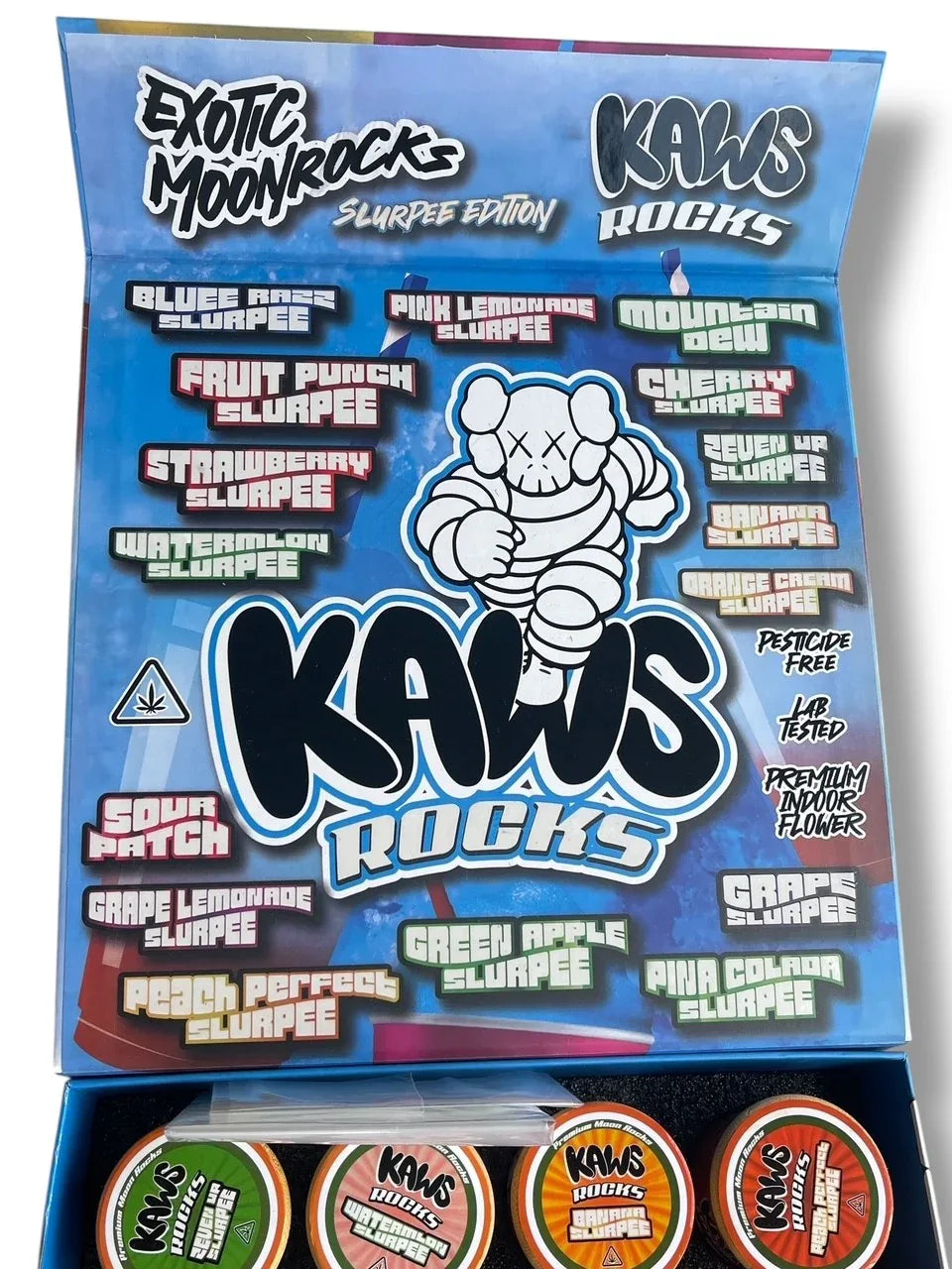 Kawz Exotic Slurpee Edition Moon Rocks 1oz Glass Jars - Varity Pack 16 Strains in box Empty Jars - Black Unicorn Hub