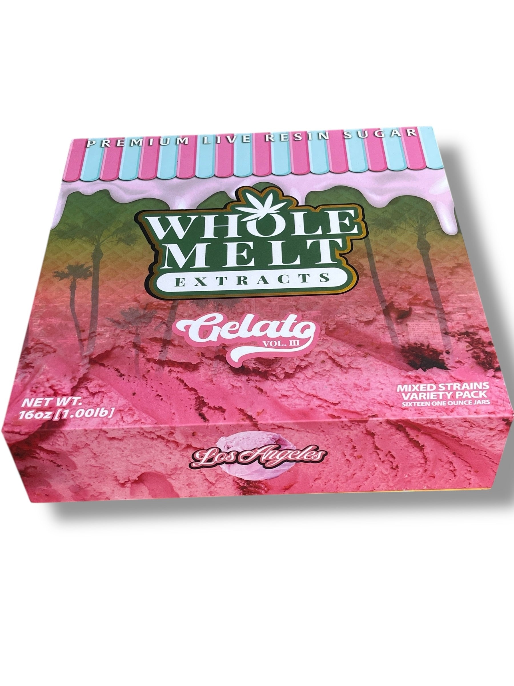 Whole Melt Gelato 1oz Glass Jars - Varity Pack 16 Strains in box Empty Jars