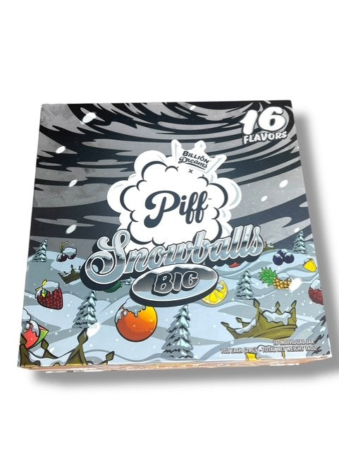 Piff Snowballs Big 16-1oz Plastic Jars - Varity Pack 16 Flavors in box 1 pound with outer box Empty plastic Jars