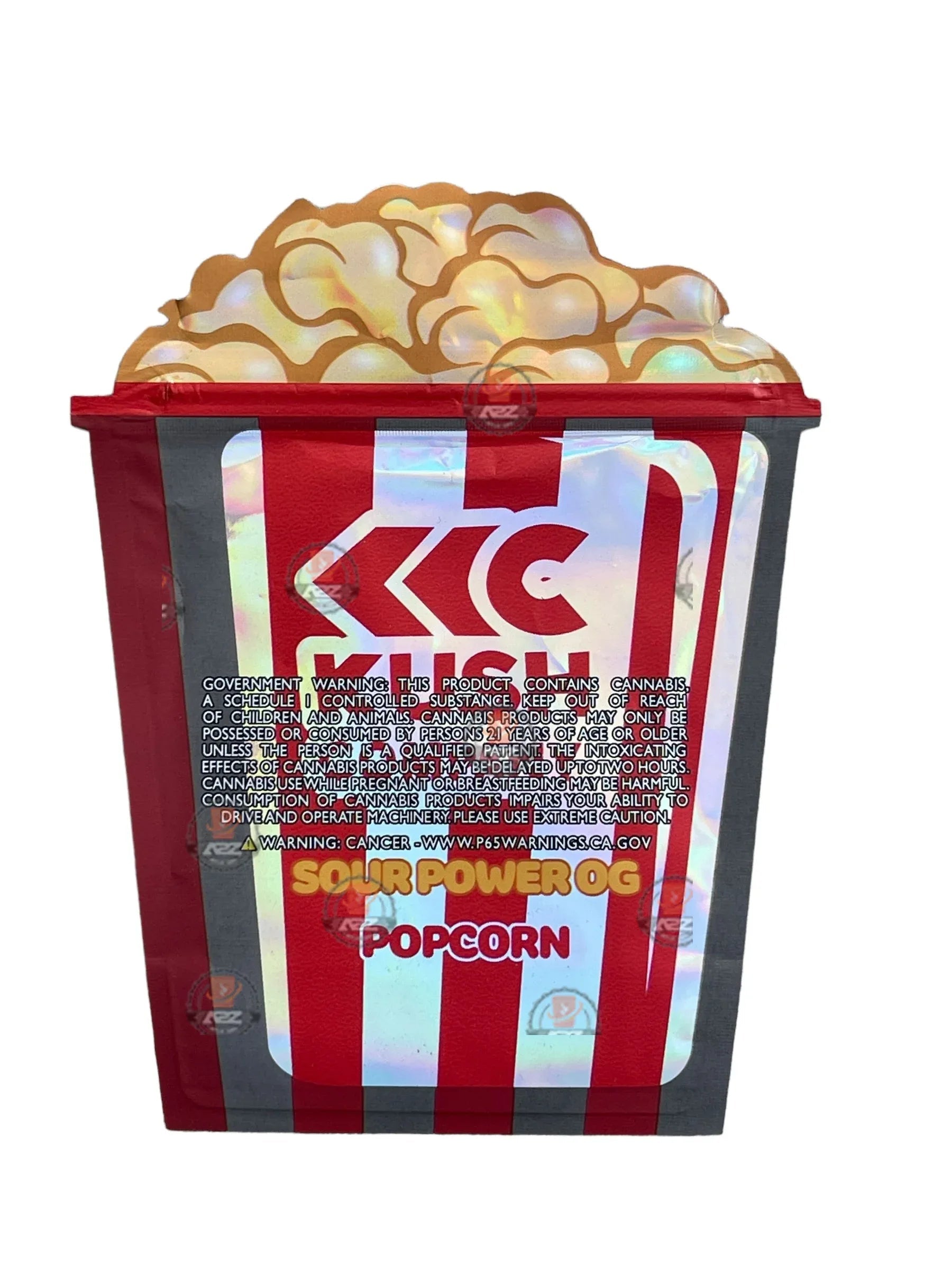 Kush Company Popcorn Sour power OG 3.5G Mylar Bags Holographic cut out - Black Unicorn Hub