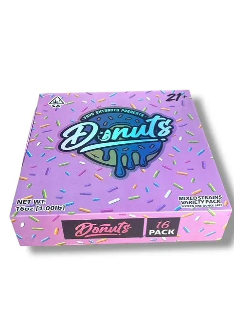 Donuts 1oz Glass Jars - Varity Pack 16 Strains in box Empty Jars - Black Unicorn Hub